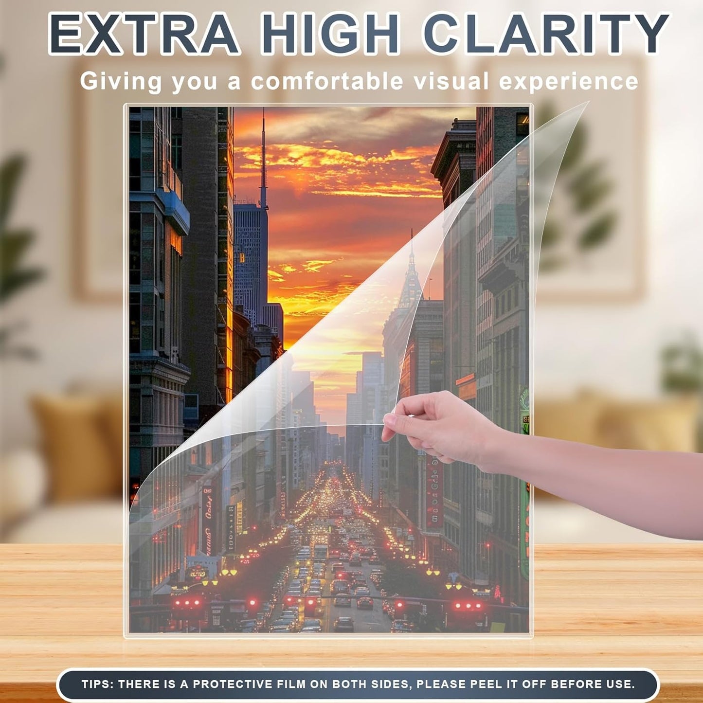 5 Pcs 18" x 24" Rigid Print Protectors Clear Hard Sheet Protectors Heavy Duty Top Loading Crystal Poster Sleeves Picture Frame Hard Plastic Sleeves for Art Prints Photos Documents Blueprint