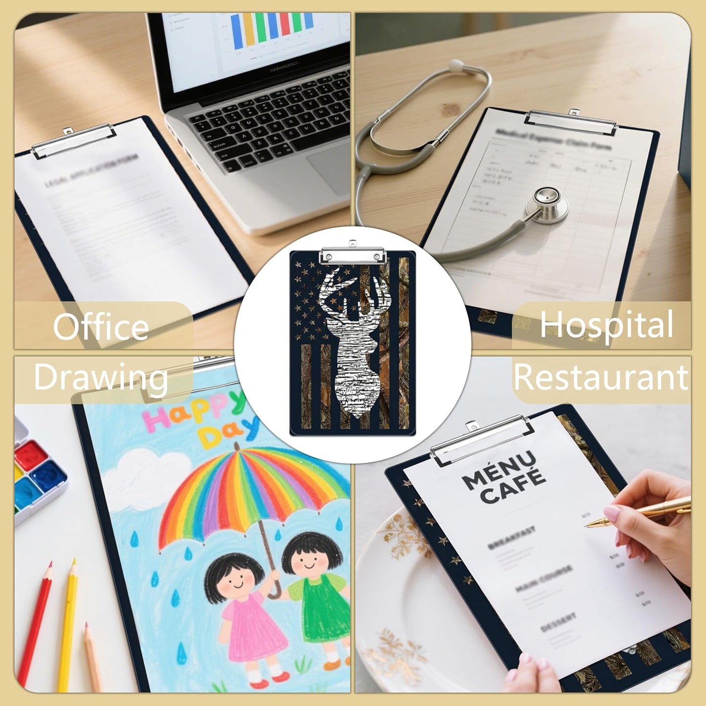 Camouflage Flag Plastic Clipboards,Decorative Plastic Acrylic Clipboard for Teacher Social Worker Students Office Supplies 8 * 12