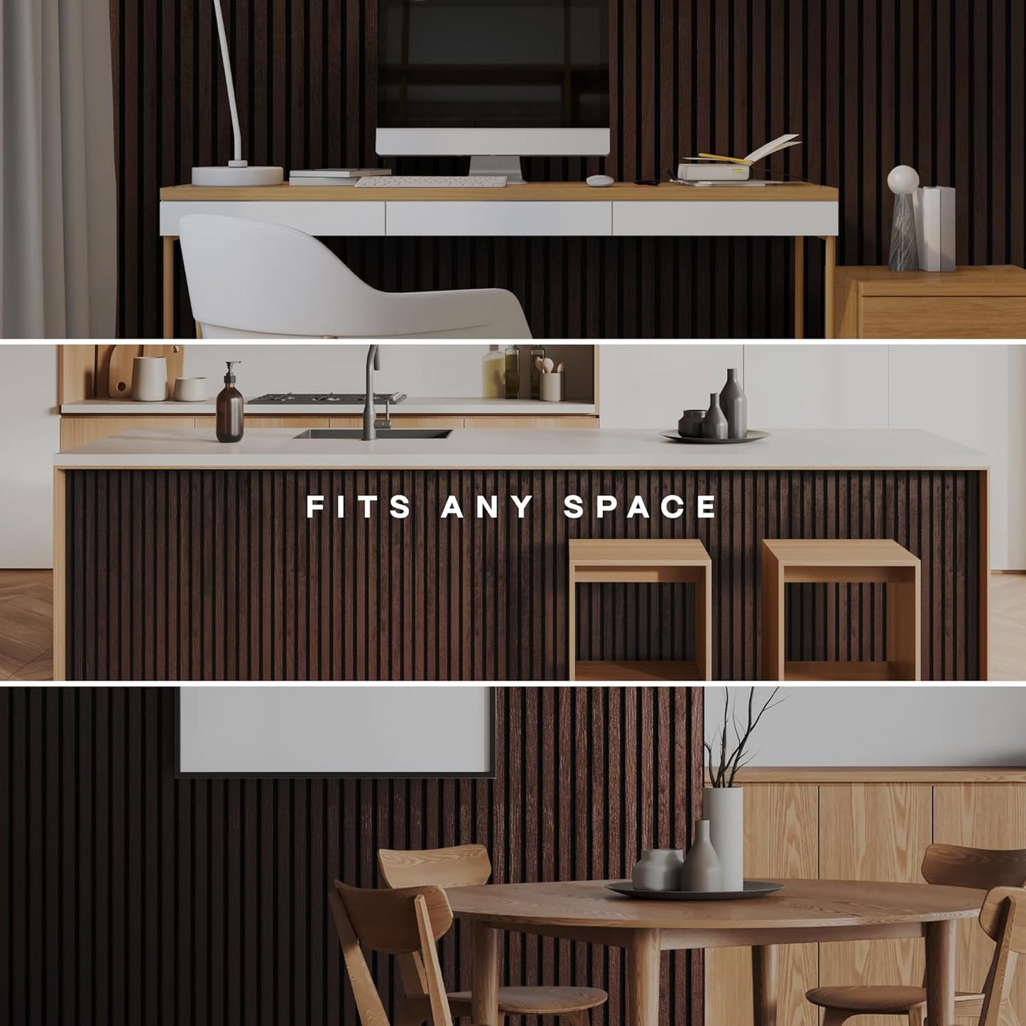 2-Pack Acoustic Wood Slat Panels - Soundproof Wall Paneling for Interior Decor