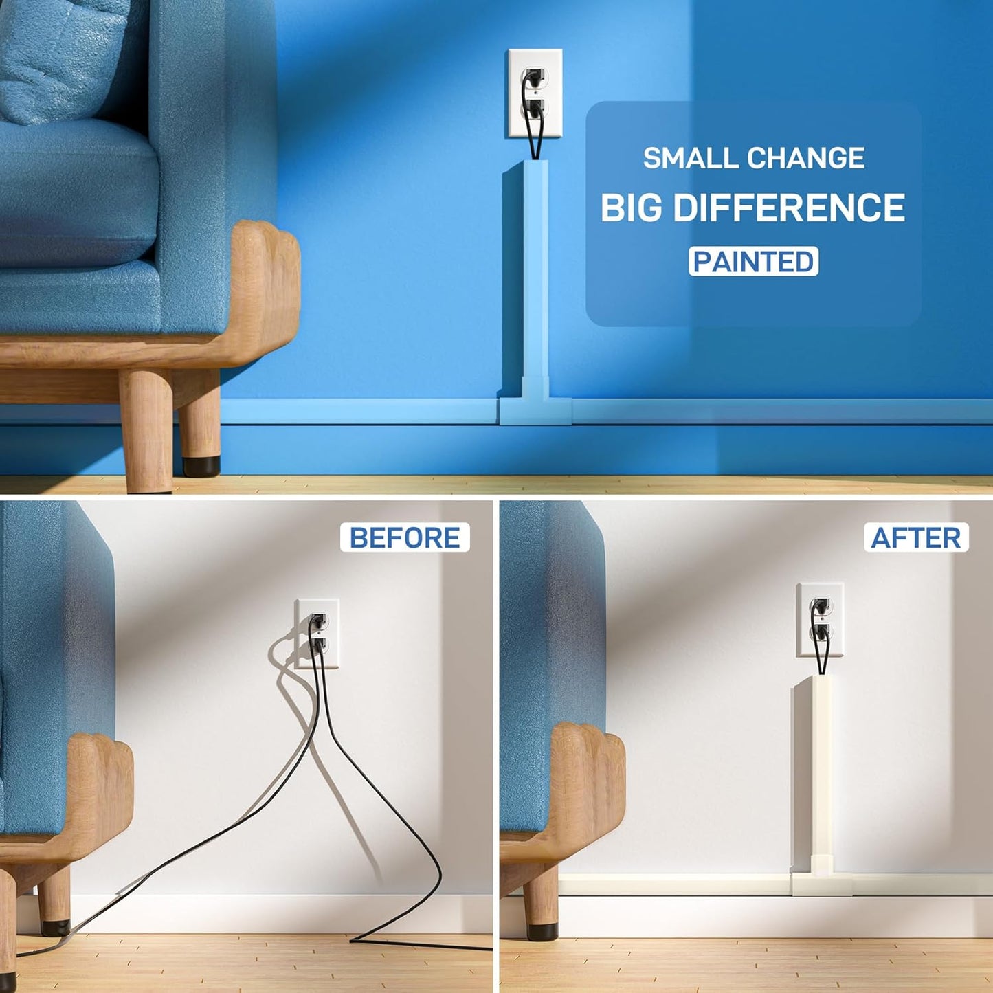 Delamu Beige Cord Hider, 94.5in Cord Covers for Wires on Wall, Large Cable Hider Wire Covers for Cords, Premium Wire Hiders for TV on Wall, Easy Set up Cable Cover Management, 6X W1.18 H0.67in, Beige