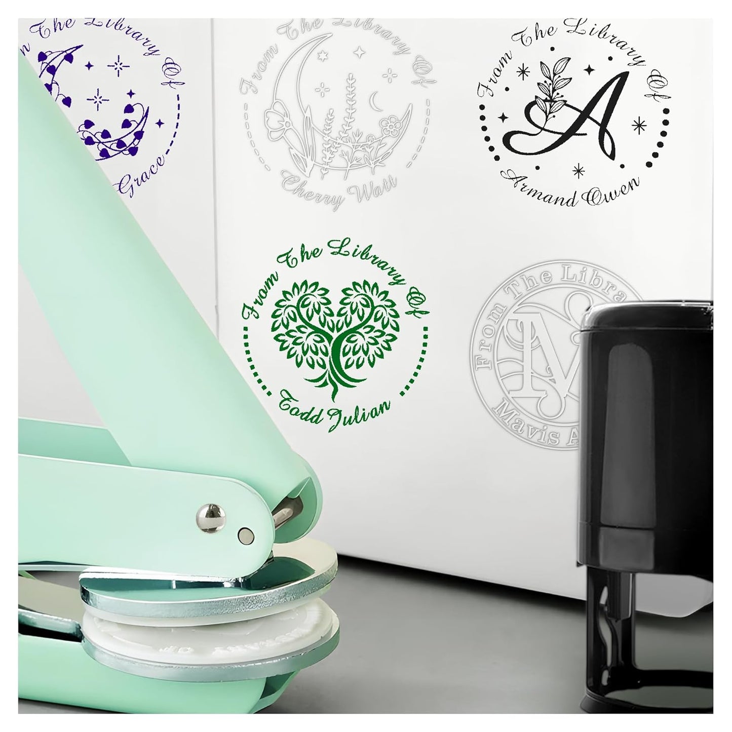 Customized Book Embosser Heart Tree of life Color Stamp with Your Name or Design Personalized Library Embosser Stamp Custom Books Business Cards Paper Documents Notebooks etc. (Tree of Life-02)