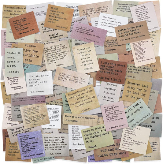 LakoArt 180 Pieces Retro Typewriter Style Motivational Quotes Stickers (3 Pcs. Each), Inspirational Vintage Journaling Stickers, Famous Words Scrapbook Sticker for Planner Bullet Junk Journal Laptops