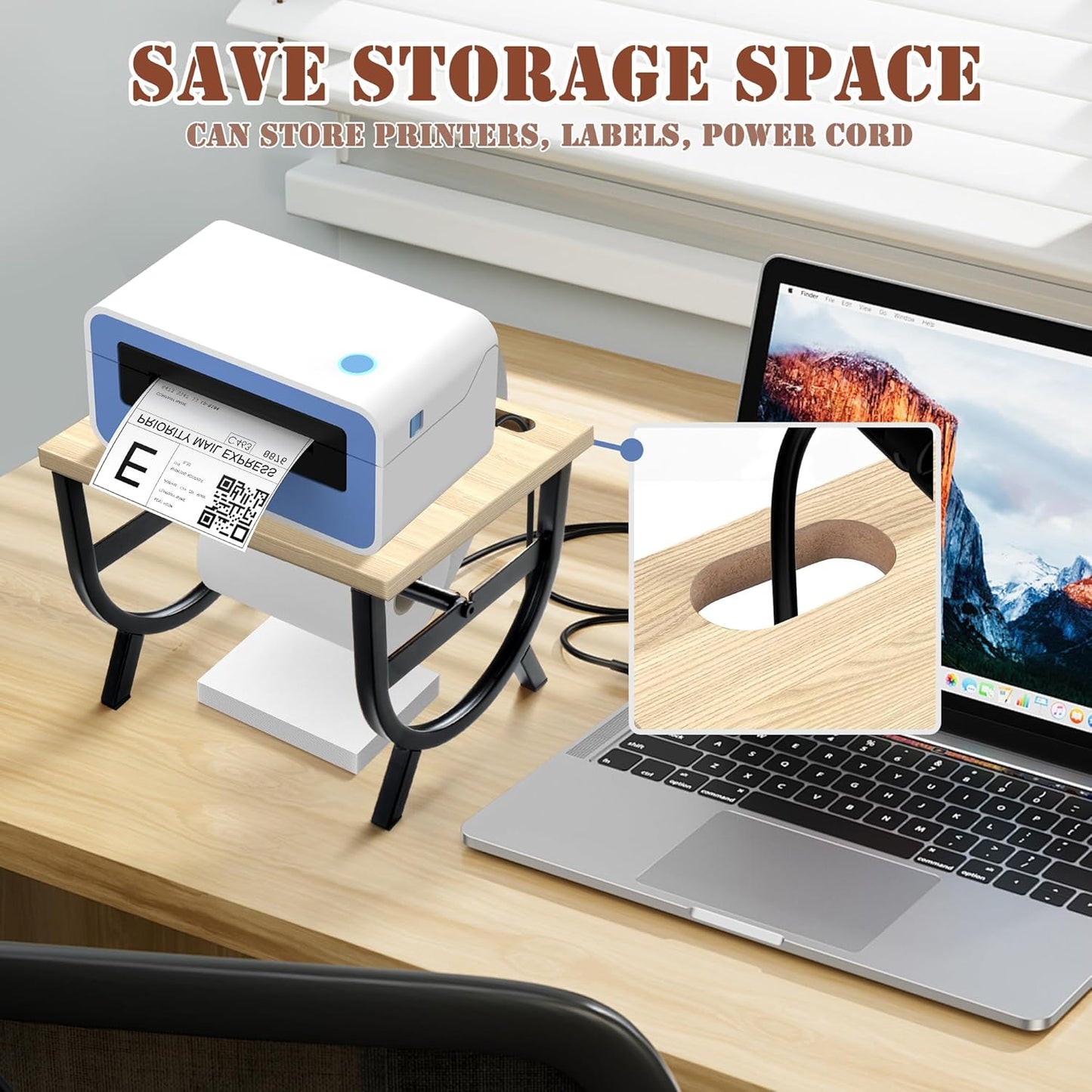 Label Holder for Rolls and Fan-Fold Labels, Thermal Label Holder, Shipping Label Roll Holder for Desktop Thermal Printer, Label Printer Accessory Supplies for Office, Small Business, Home -White