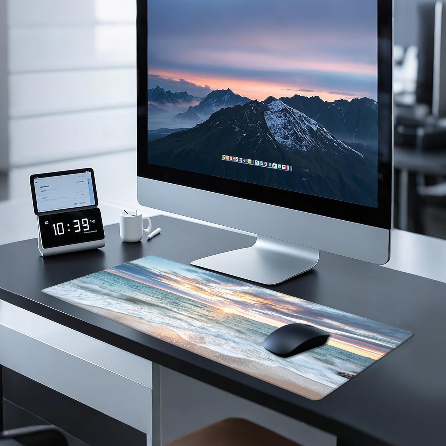 Mouse Pad with Sea View – Sunrise Scenery Desk Pad – Portable Computer Mousepad – Gaming, Office, Waterproof, Non-Slip, Stitched Edges 31.5 x 11.8inches x 3mm