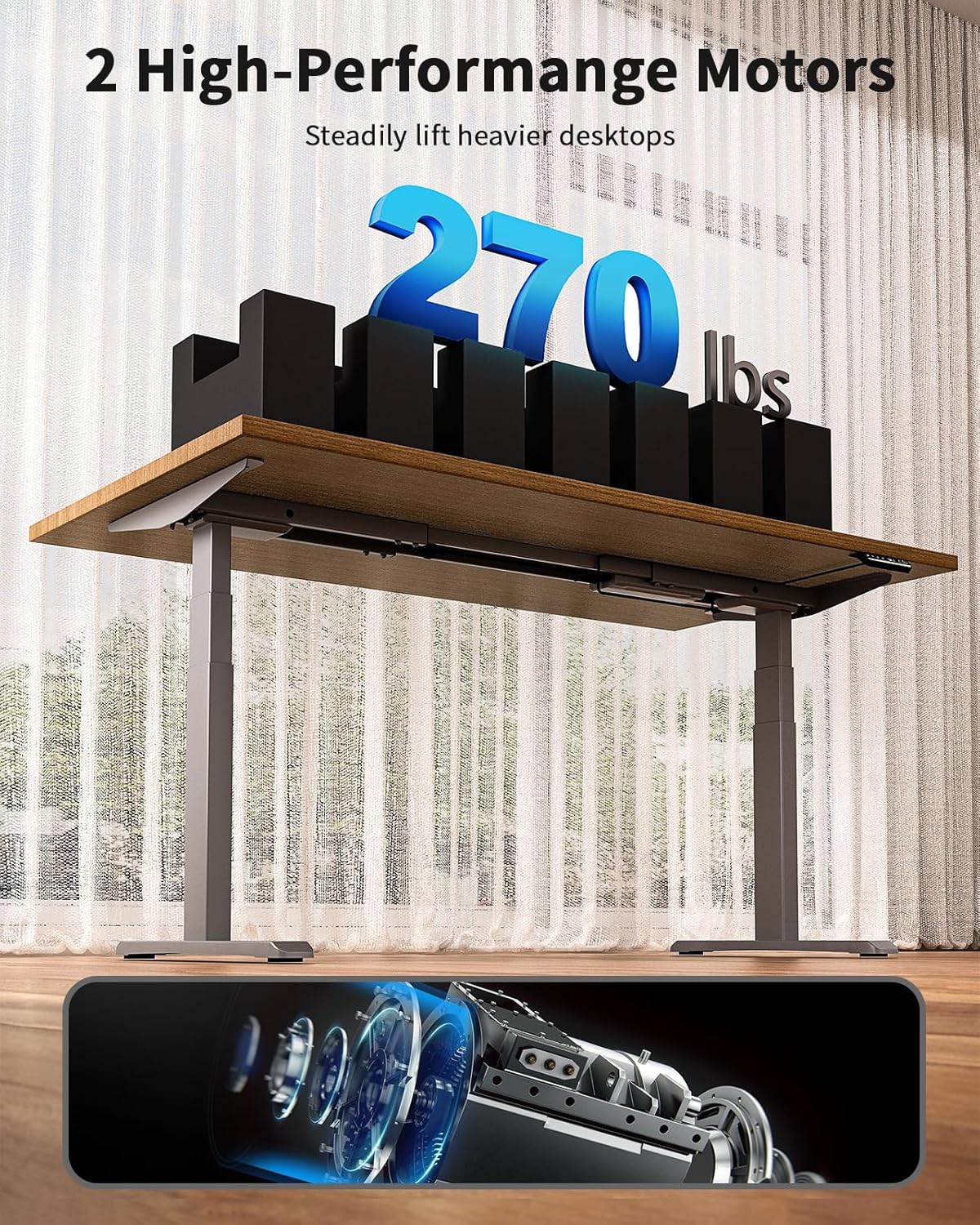 Okin Dual Motor Electric Standing Desk Frame with Memory Controller, Standing Desk Legs Up to 49.3", 3 Stage Off-Center C Feet Adjustable Desk Legs for Home and Office, Silver Frame Only