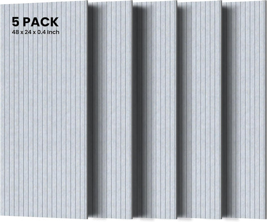 5 Pack Sound Proof Panels for Walls,48 x 24x 0.4 Inch Sound Deadening Panels,Large Acoustic Panels for Media Room, Office and Studio,Light Camel