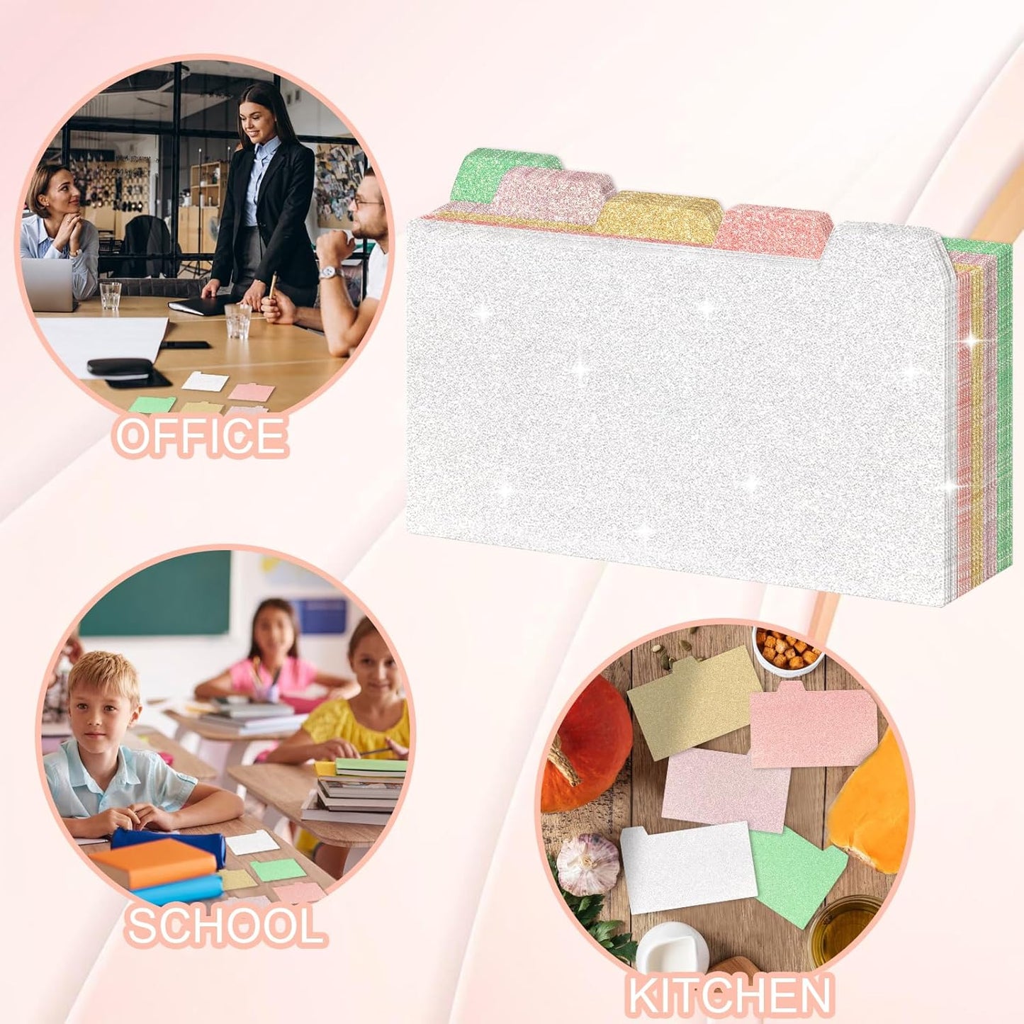 Index Card Dividers 3×5 Index Cards Guide Dividers with Alphabet Stickers Tab Dividers Recipe Guides Colorful Blank Flash Cards Study Cards for Recipe cards School Learning Office (100)