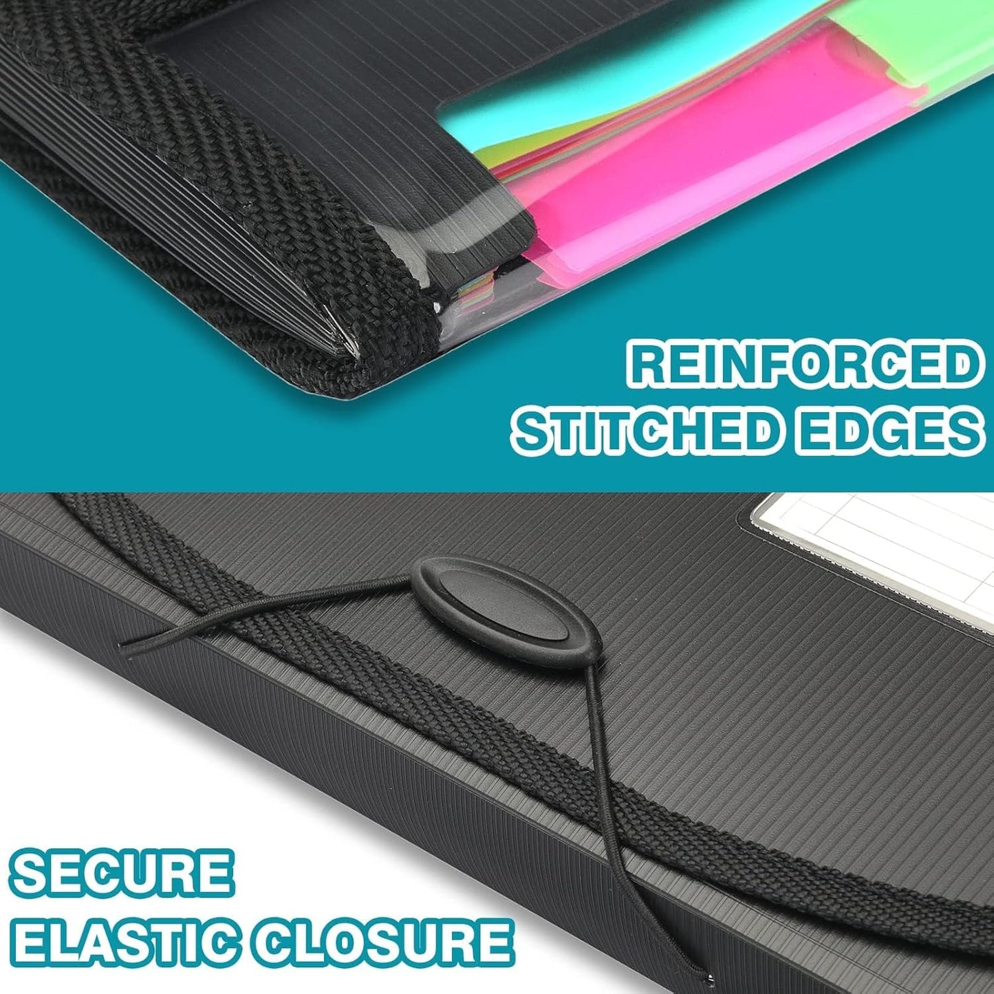 H4D Accordian File Organizer, 13 Pocket Expanding File Folder with Labels for Documents, Letter Size, 2 Packs