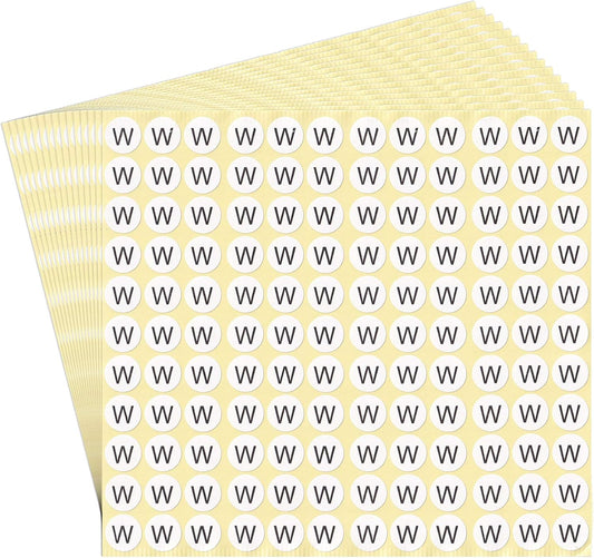 dealzEpic - Alphabet Stickers of The Letter W - Small Round Paper Self-Adhesive Peel and Stick Letter Labels - Set of 15 Sheets
