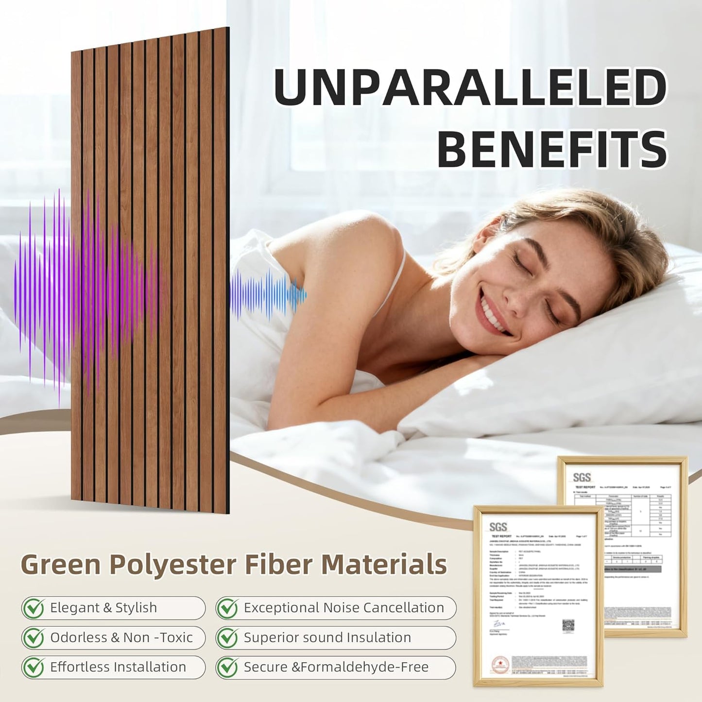 TO-TH Wood-Look Acoustic Panel, 4 Pack 47.2” x 23.6” Soundproof Wall Panels, Decorative Sound Absorbers Large Acoustic Panels for Home, Office, Basement, Cherry