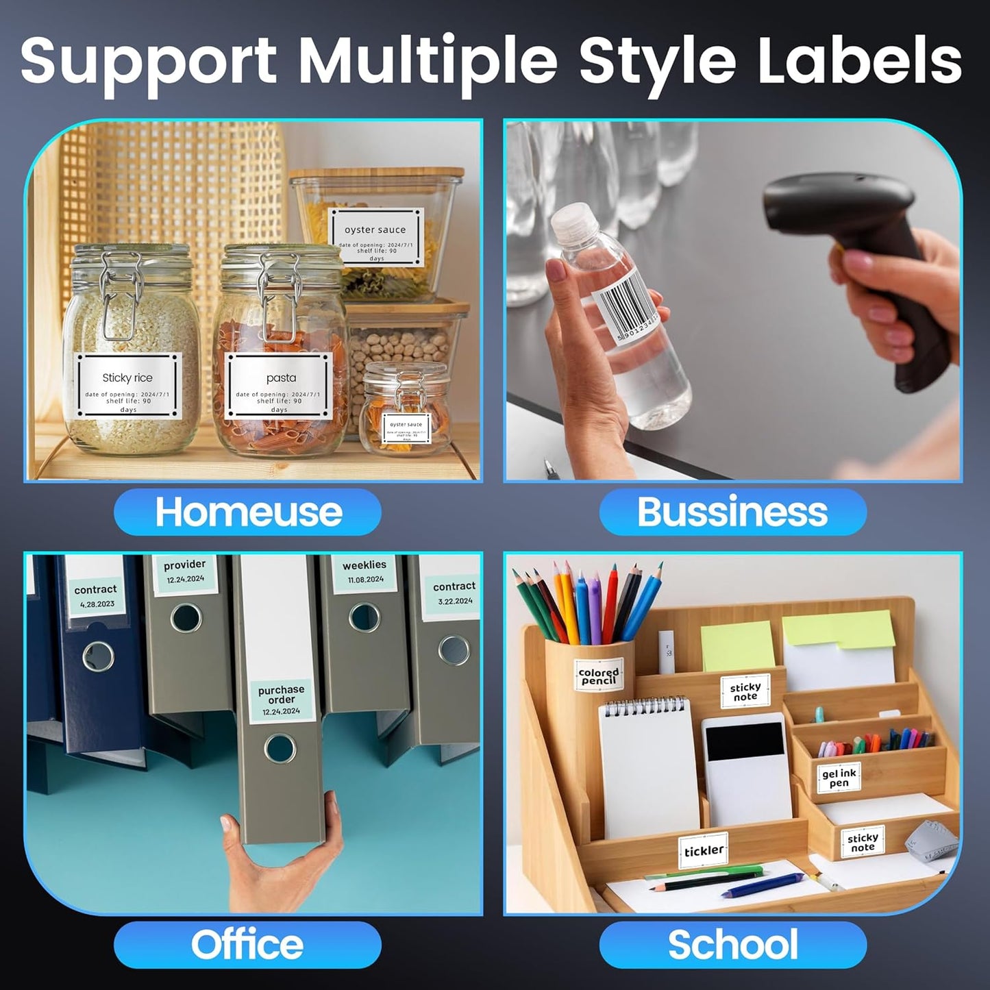 Phomemo M250 3 Inch Label Maker Machine with Tape, 2025 Upgrade Portable Barcode Label Printer for Business, Home, Logo Label, Thermal Address Label Maker with 100 Labels, 40x30mm