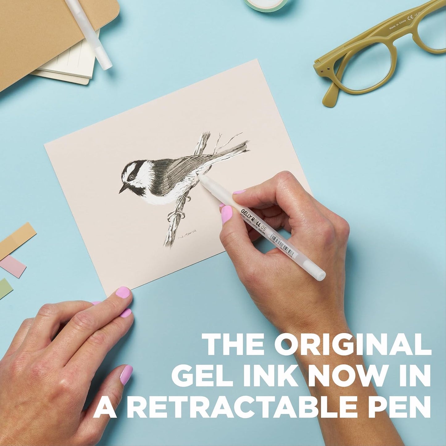 SAKURA Gelly Roll Gel Pens - Medium & Bold Tip Ink Pens for Journaling, Art, or Drawing - Classic White Ink - 08/10 Assorted Tip Sizes - 6 Pack