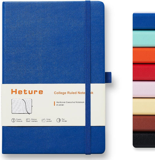 Hardcover Notebooks, A5 Lined Journals Notebook for Writing 160 Pages, 8.2 x 5.5 inch, Classic Ruled Notebooks for College/Work/Travel (Blue, 1 Pack)