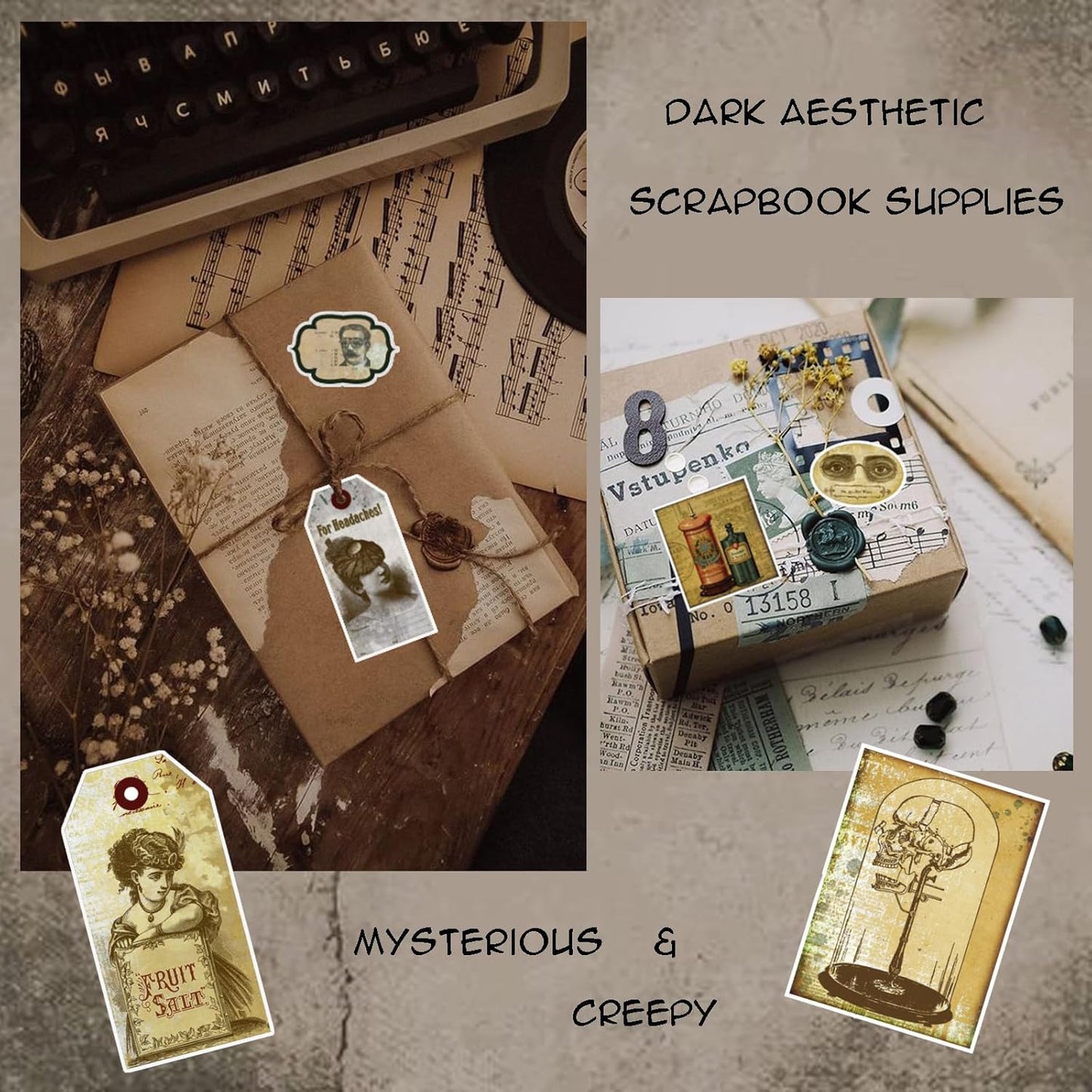 Prstincol 120 Pcs Vintage Apothecary Potion Label Stickers for Journaling, Dark Aesthetic Scrapbook Supplies Ephemera for Junk Journal Bullet Journal DIY Crafts Album Collage