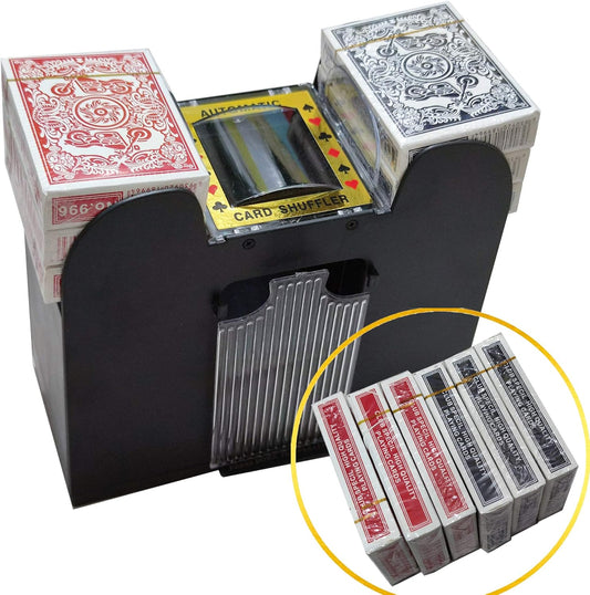 Automatic Card Shufflers 2/6 Deck (Playing Cards Included) - Battery-Operated Electric Shuffler Heavy Duty - Great for Casino, Home & Tournament Use for UNO, Blackjack, Texas Hold'em, Phase 10