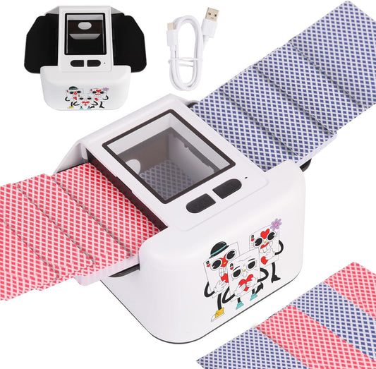 Rechargeable Automatic Card Shuffler 2 Decks, 2000 mAh Built in Battery USB-C Charge, Low Noise Fast Shuffler, Smart Auto Shuffler for UNO Poker Skip-Bo Canasta Texas Hold'em Skyjo