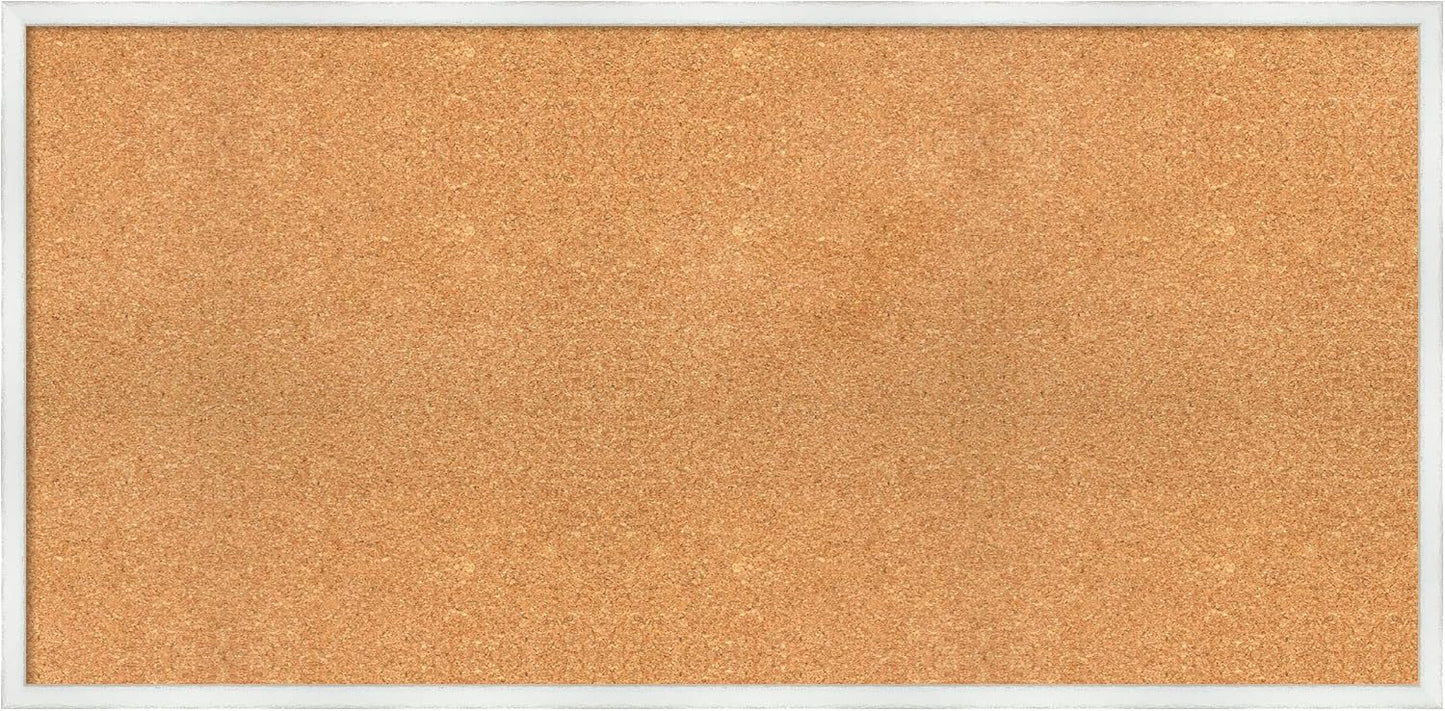 Amanti Art Natural Cork Board for Wall, 23x47 Vision Board with White Frame, Oversize Corkboard Office Decor for Home Organization, Country Rustic Corkboard Pinboard to Display Items for Home