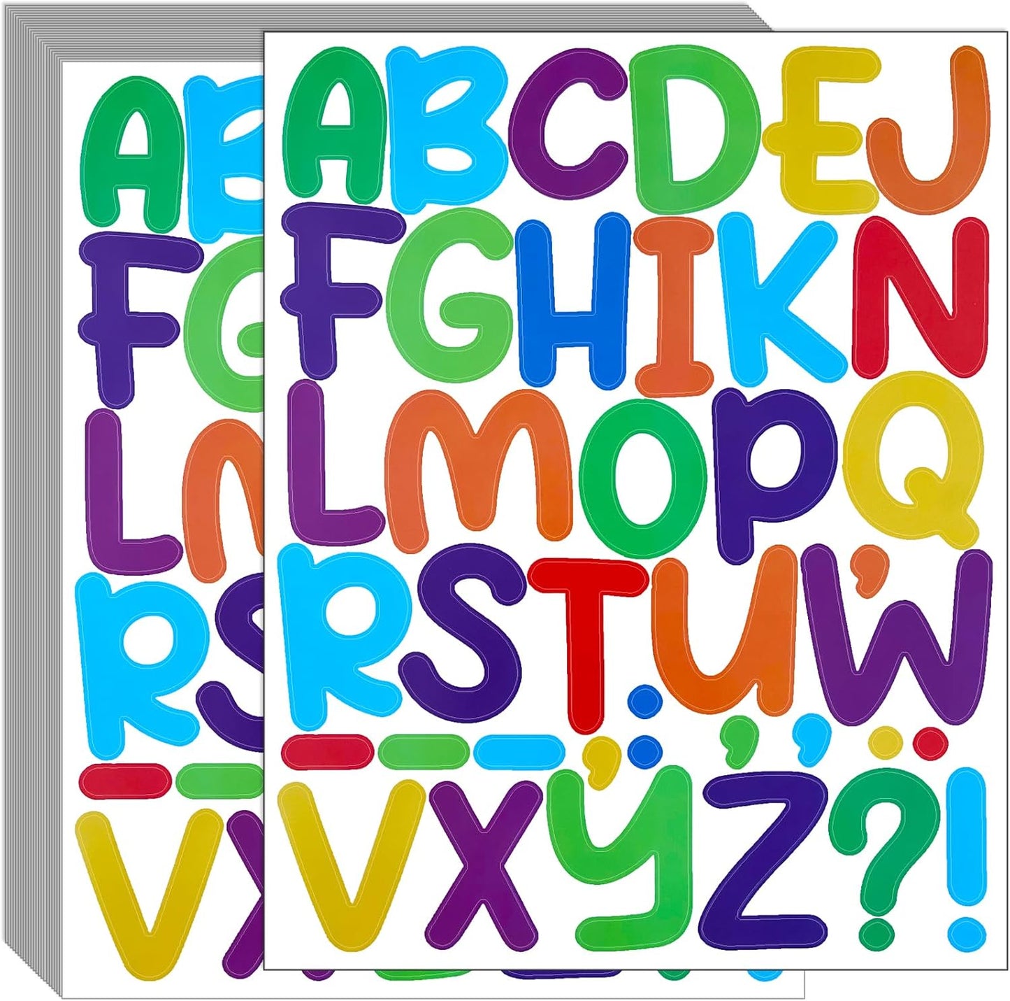 Bemeol 912 Pieces Letter Stickers 24 Sheets 2 Inch Alphabet Letter Stickers Self Adhesive Sticker Letters for Bulletin Board Classroom Mailbox Door Home Decor(Colorful)