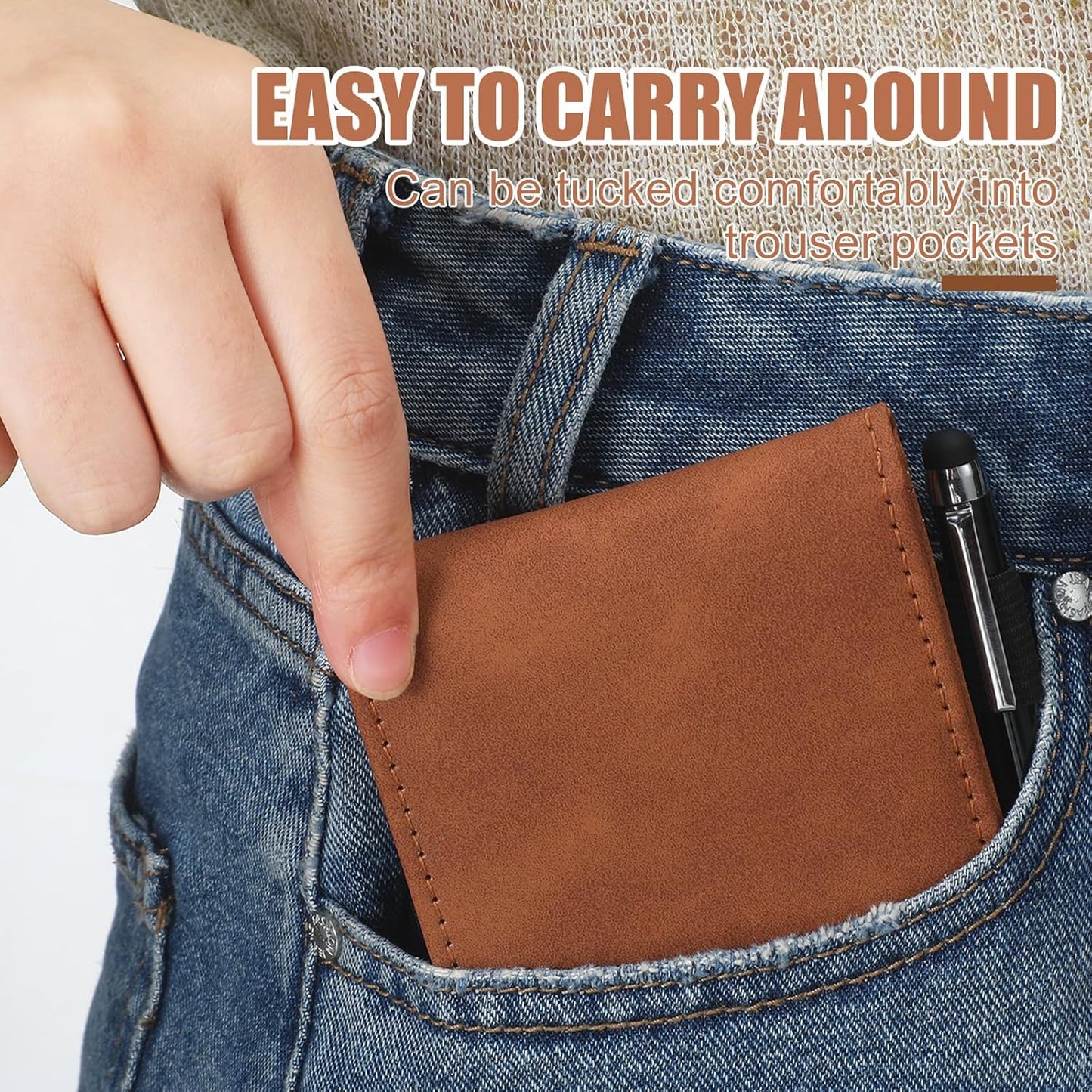 Outus 10 Pcs Mini Pocket Notepad Holder Set Included Mini Pocket Notepad Holder with 50 Lined Sheets, Metal Pen, 8 Pcs 3 x 5 Inch Memo Book Refills, 30 Lined Paper Per Note Pad (Camel，white)