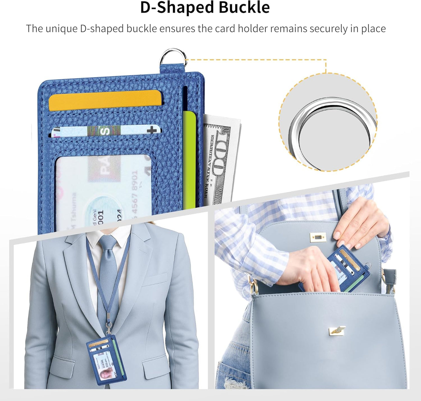 Mayski Slim Wallet, Credit Card Holder for Women, Minimalist Front Pocket RFID Blocking Card Cases, Small Wallet Women Men(Litchi Ocean Blue)