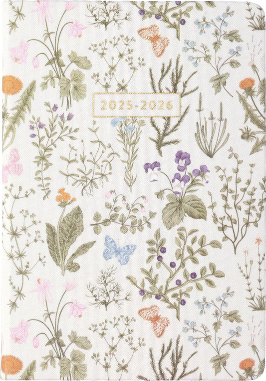 2025-2026 Eccolo 18 Month Linen Botanical Bound Planner, Monthly & Weekly Pages (5.25 x 7.75" - July 2025 - Dec 2026)