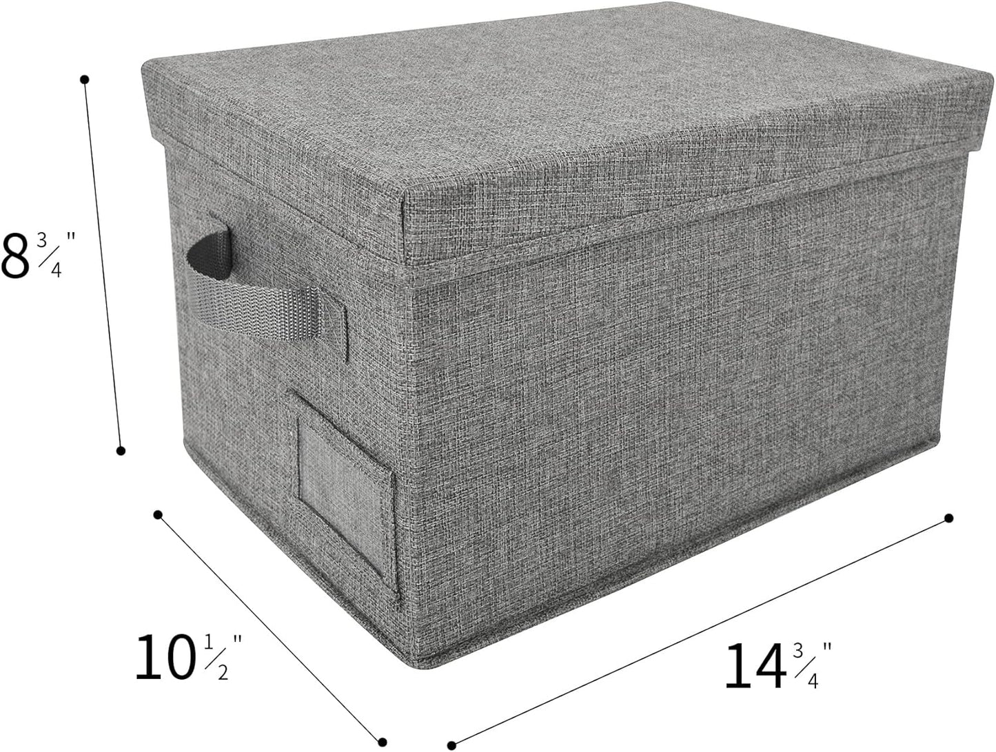 GRANNY SAYS Fabric Bins with Lids, Storage Baskets for Closet Organization, Decorative Storage Containers with Label Holder, Shelf Bins for Organizing Clothes, Dark Gray, 3-Pack