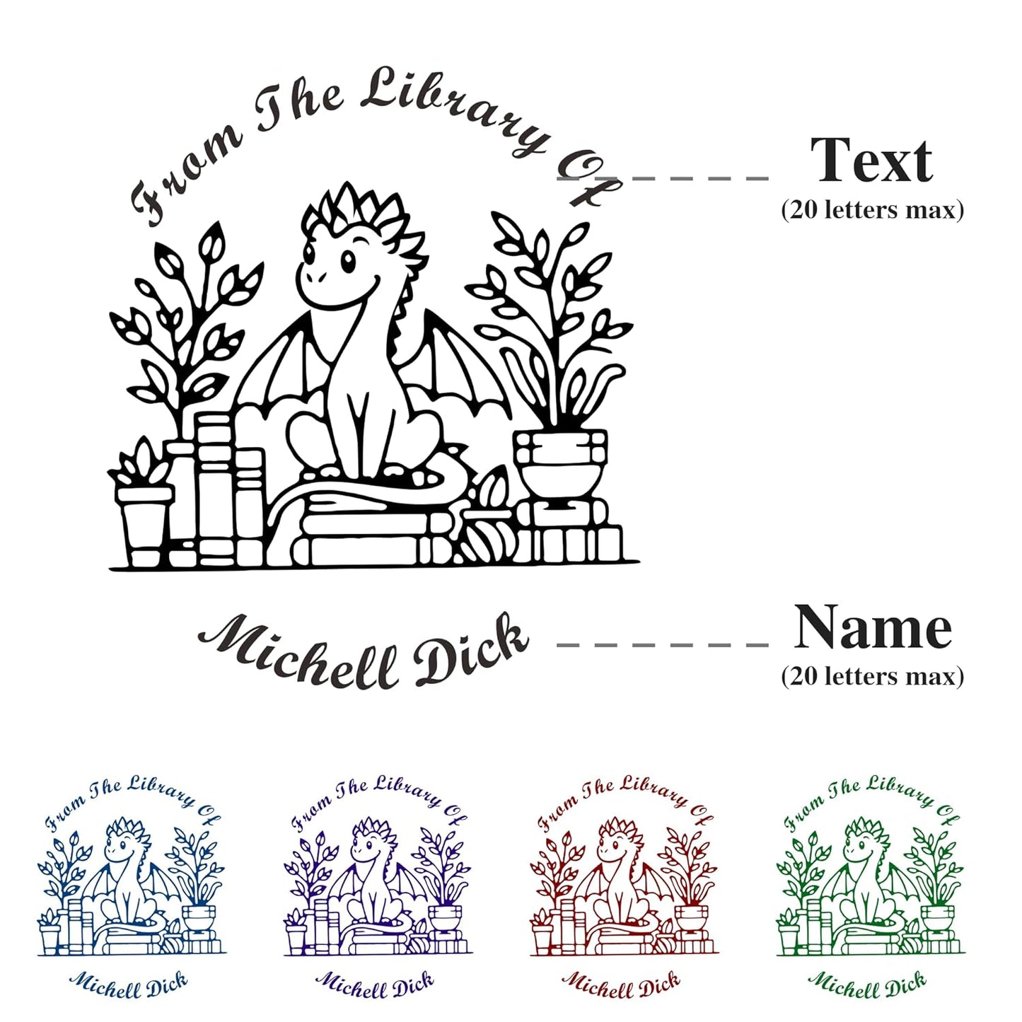 Book Embosser Custom Embosser Stamp with Your Name or Design Personalized Library Embosser Stamp Customized Books Business Cards Paper Documents Notebooks etc. (Dragon Theme - 05)