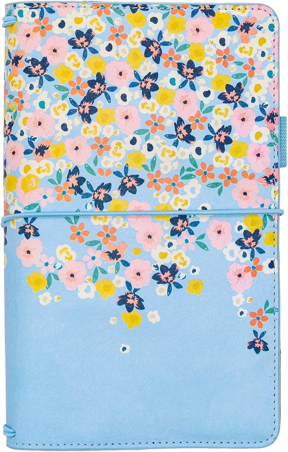 Pukka Pad, Carpe Diem Refillable Traveler’s Notebook Cover – Faux Leather Portfolio with Blank and Lined Notepads – Includes 6 Pockets, Pen Loop, and Elastic Closure – 8.5 x 5.5 Inches, Ditsy Floral