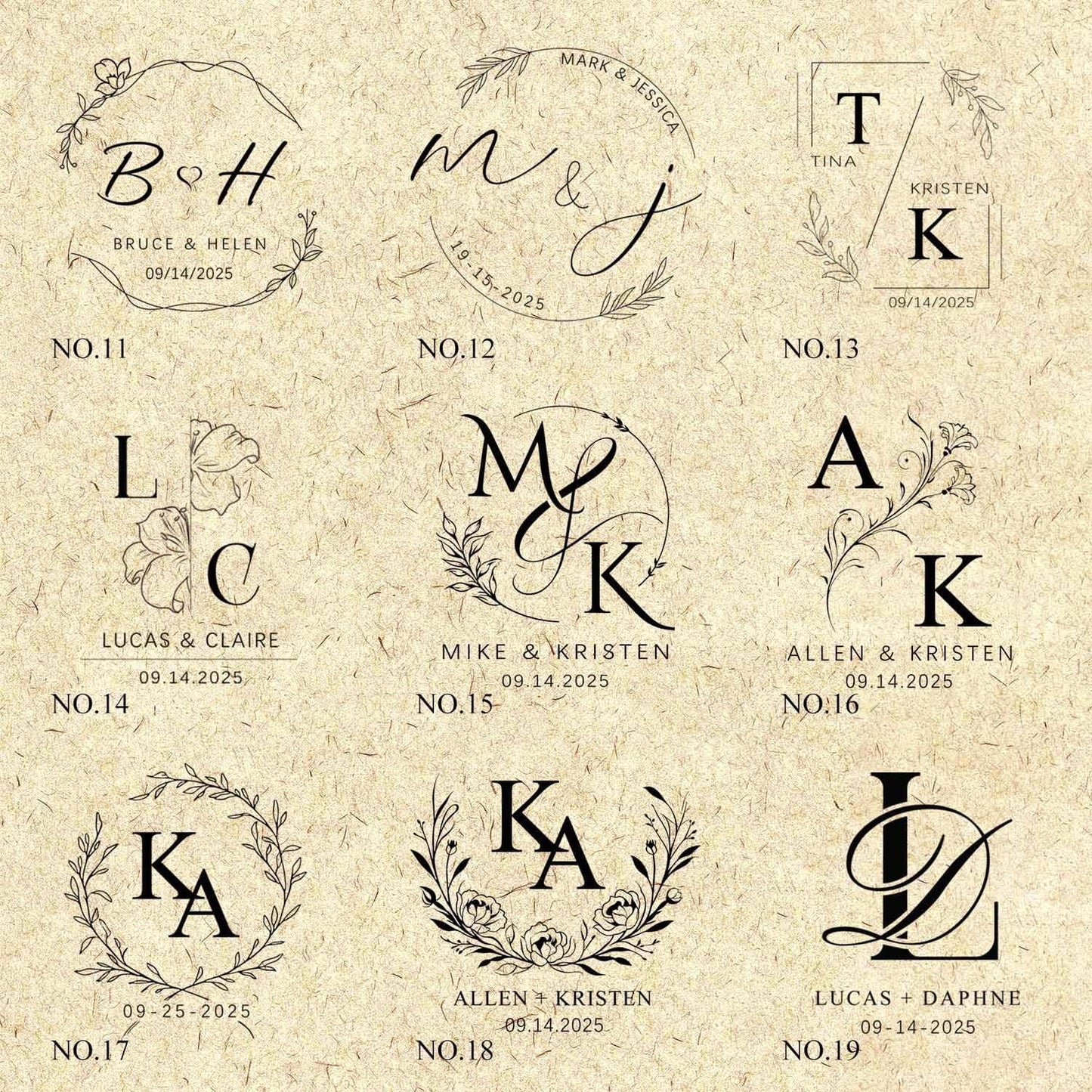 Wedding Embosser Custom - Embosser Stamp Custom for Card, Napkin, Invitation and Envelope, Personalized Wedding Stamp with Name, Initials and Logo - Wedding 04