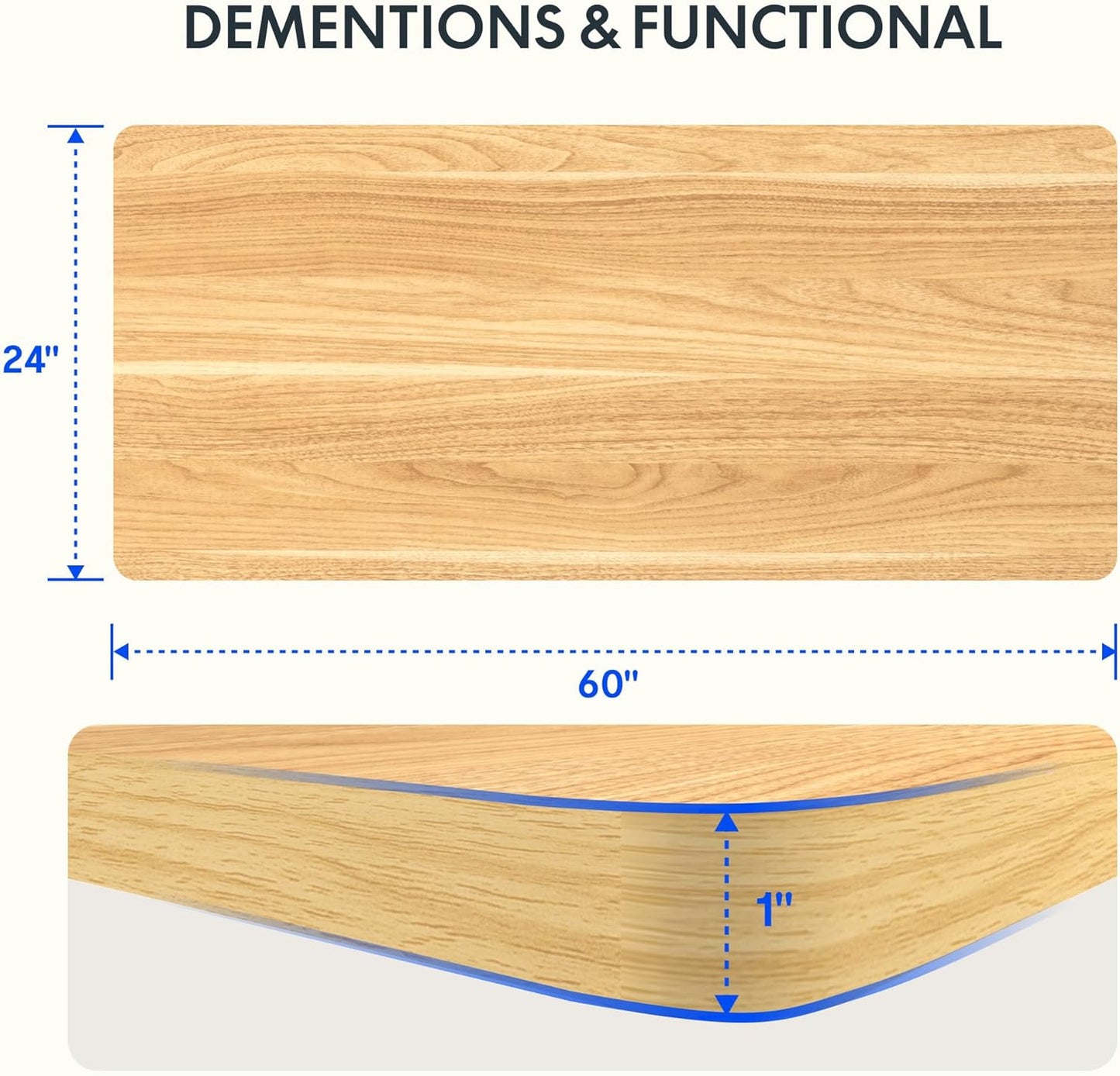FLEXISPOT EN2Whole-Piece Standing Desk with Clamp Power Strip, 60 x 24 Electric Stand Up Height Adjustable Desk with Cable Management (Black Frame +60" Maple Top, 2 Packages)