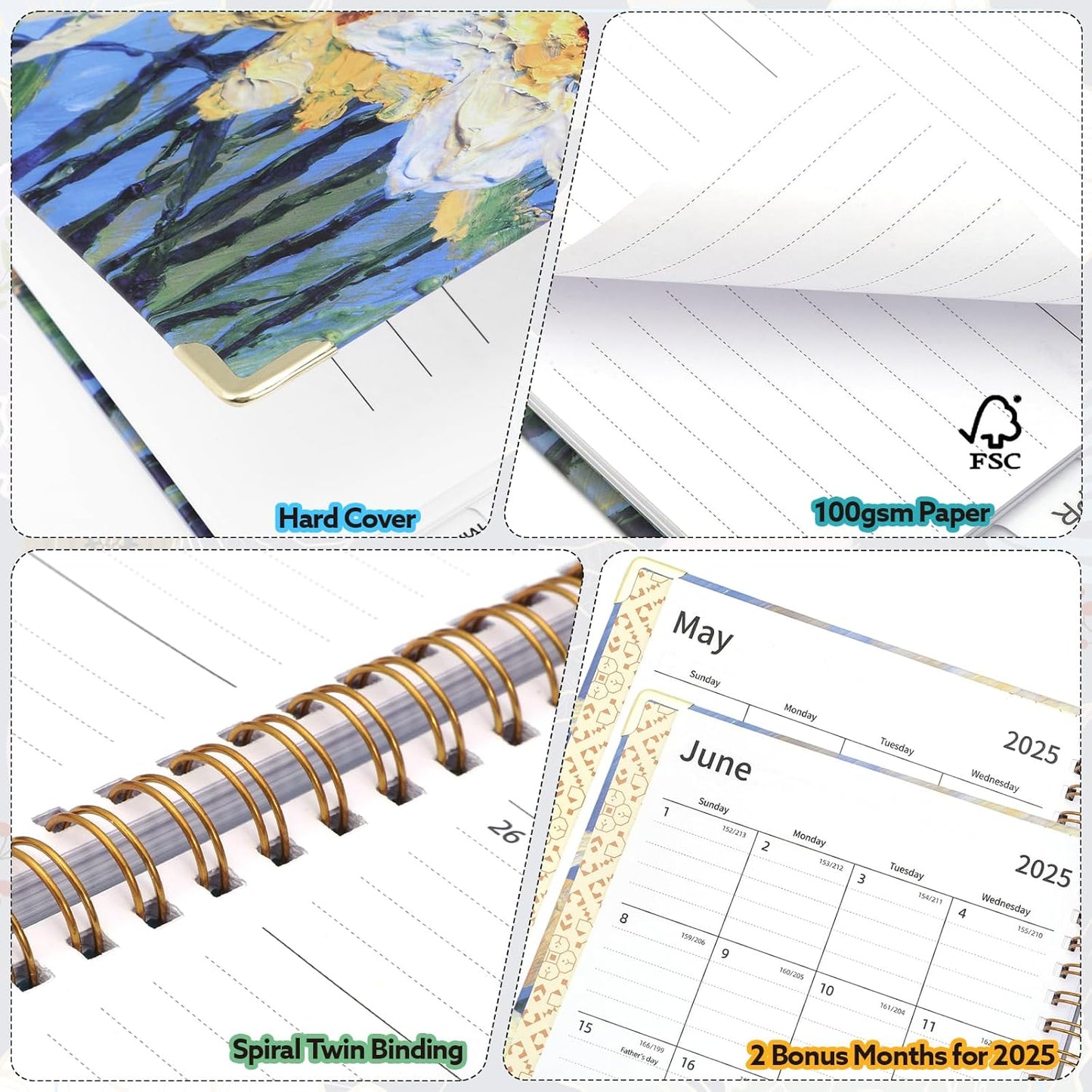 2025-2026 Academic Planner, A5 (6.5" x 8.5") Weekly and Monthly Planner, July 2025 - June 2026, Calendar Planner with Tabs, Inner Pocket for Home School Office Supplies, Yellow Flower