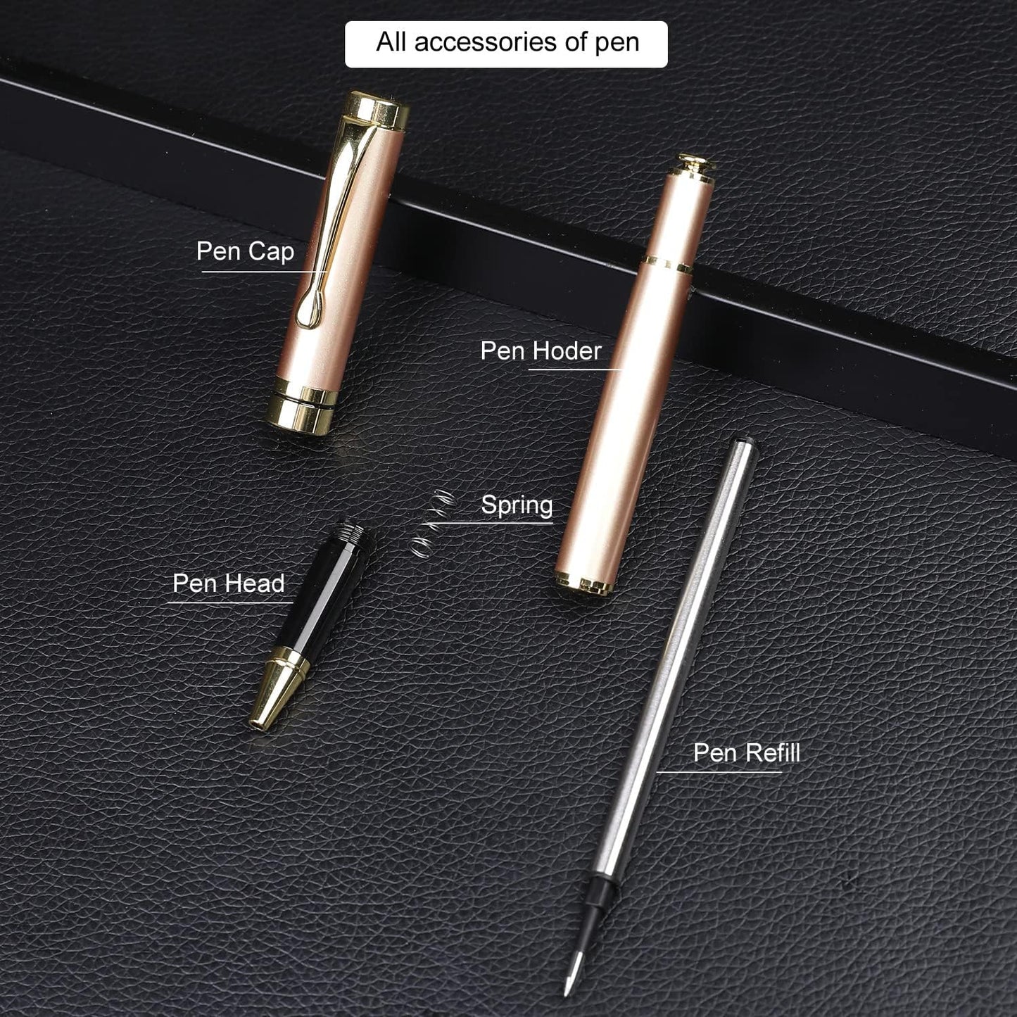 YIVONKA Luxury Ballpoint Pens Best Ball Pen Gift Set for Men & Women Professional Executive Office Nice BallPens Classy Gift Box Ballpoint Black Refill Line width 0.5mm (2 rosegold)