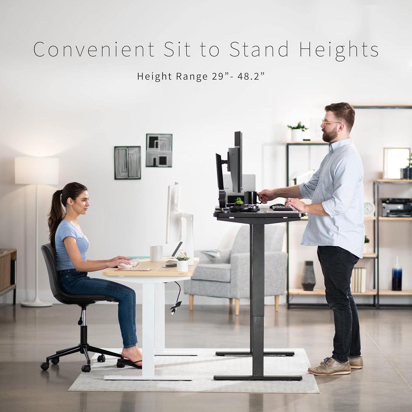 VIVO Electric 60 x 24 in Real Bamboo Standing Desk, Memory Height Adjustment, 1B Series, One-Piece Top, Black Frame, DESK-KIT-1B6O