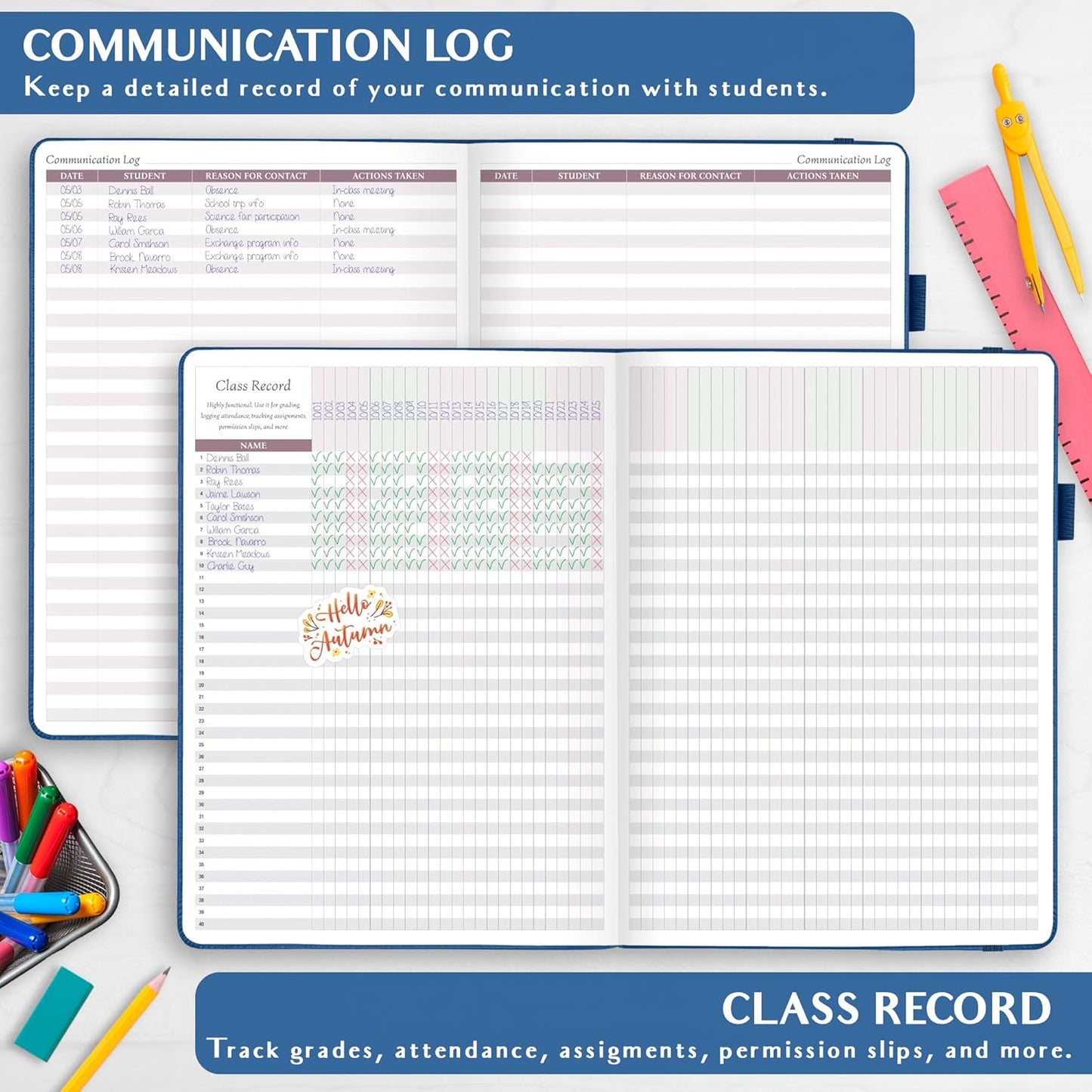 Legend Teacher Planner – Undated Lesson Plan Book for Teachers with Weekly & Monthly Calendars - Classroom Organization & School Year Planner – 8.5”x11.5” Hardcover (Mystic Blue Debossed)