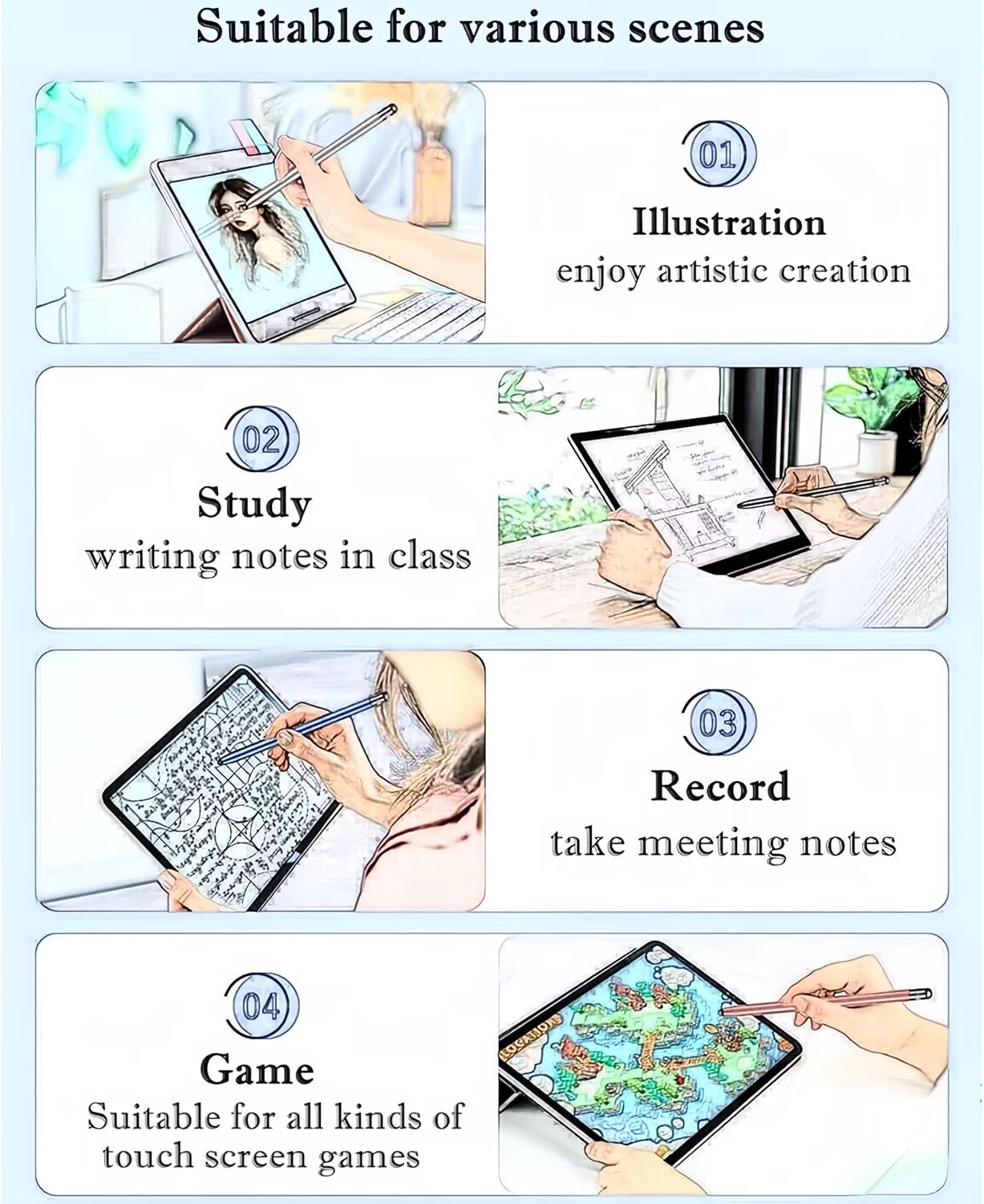 6 Pack Stylus Pen for Touchscreen, Smozer 2 in 1 High Sensitivity Capacitive Stylus Pen for iPad, iPhone, Android Smartphone, Tablets and All Universal Touch Screens Devices with Fine Tip Stylus