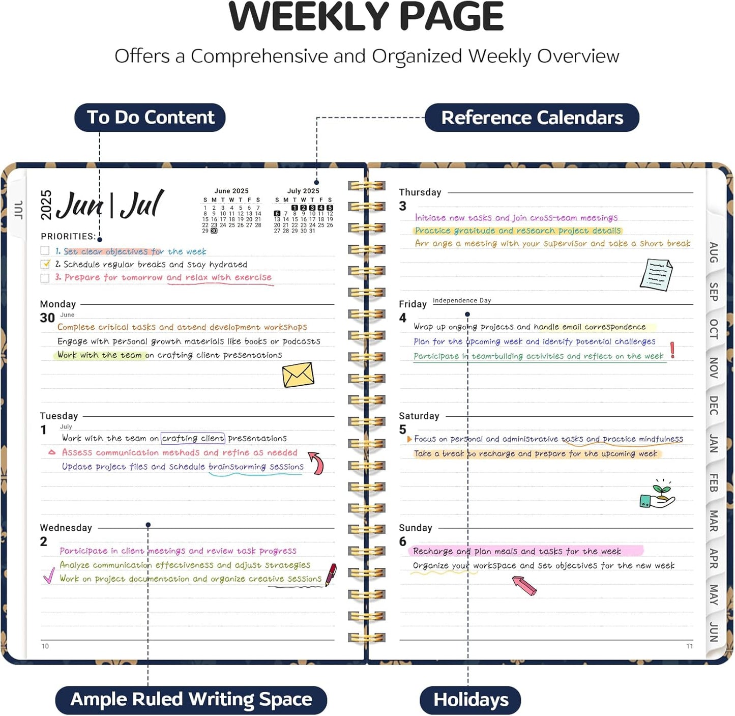 Planner 2025-2026, Academic Year Weekly and Monthly Calender Planner, July 2025 - June 2026, Spiral Bound School Planning Tool, Perfect for Teacher, Student, Women & Men - A5 (6.3" x 8.5"), Vintage