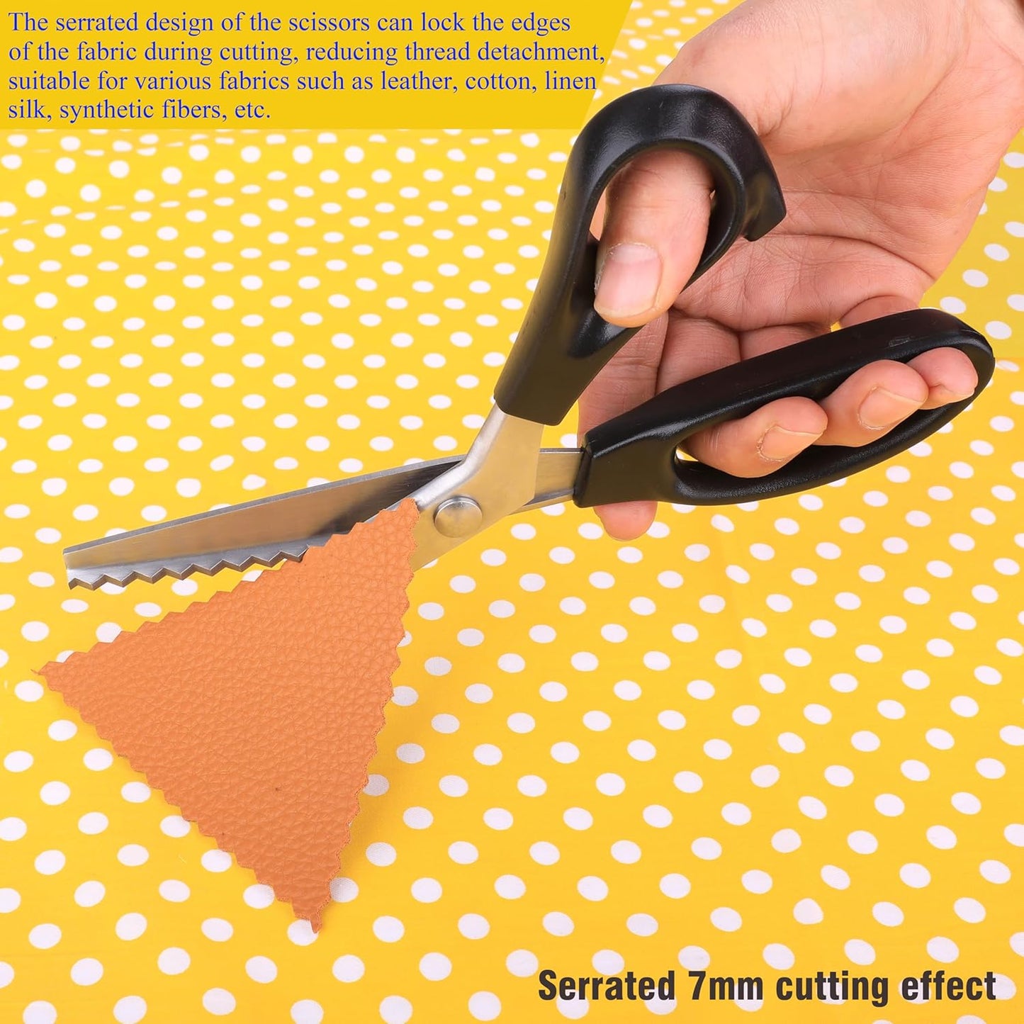 Strong & Sharpe Pinking Shears,Pinking Shears Scissors for Fabric, Serrated and Scalloped Scissors fabric,3mm,5mm,7mm (Serrated 7mm)