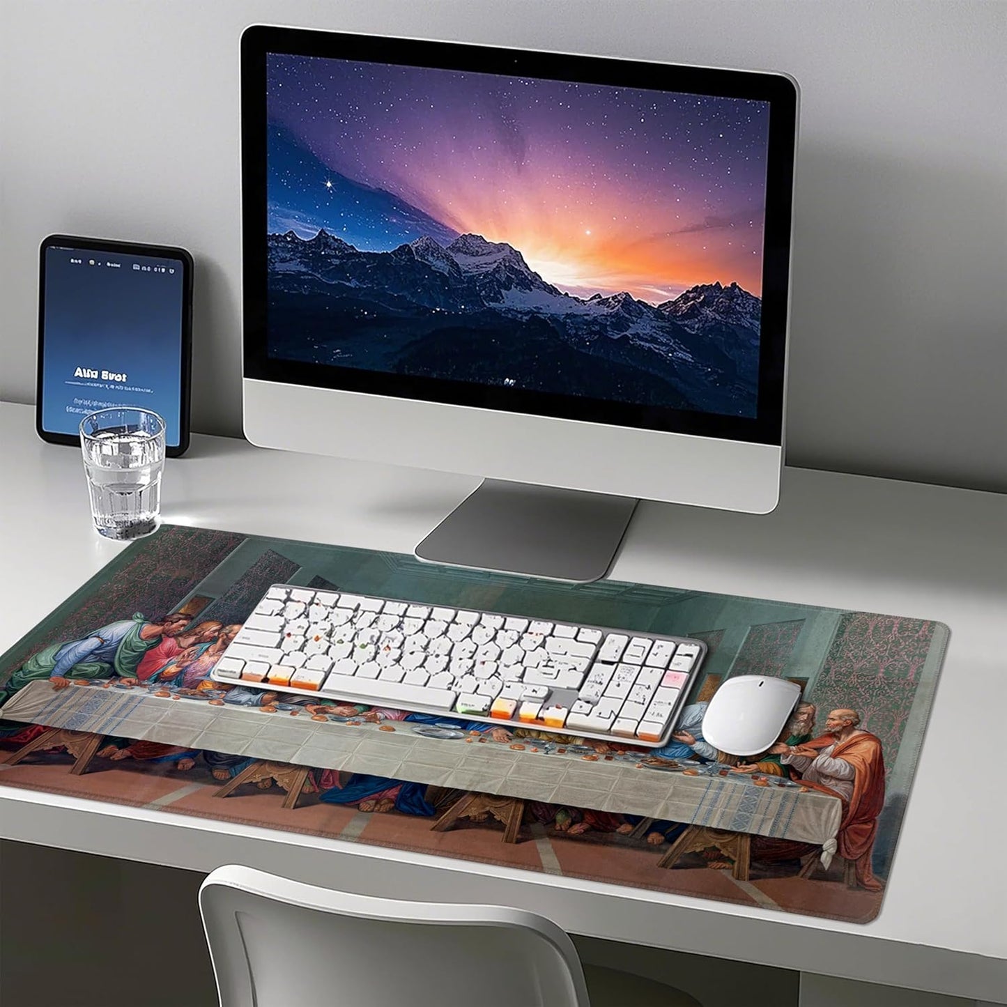 Mouse Pad with Last Supper – Religious Scenario Desk Pad – Portable Computer Mousepad – Gaming, Office, Waterproof, Non-Slip, Stitched Edges 35.5 x 15.7inches x 3mm