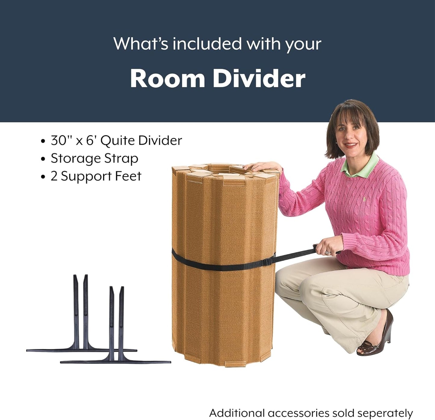 Children’s Factory 30" x 6' Quiet Divider With Sound Dampening Panels, Freestanding Room Divider Wall, Natural Tan