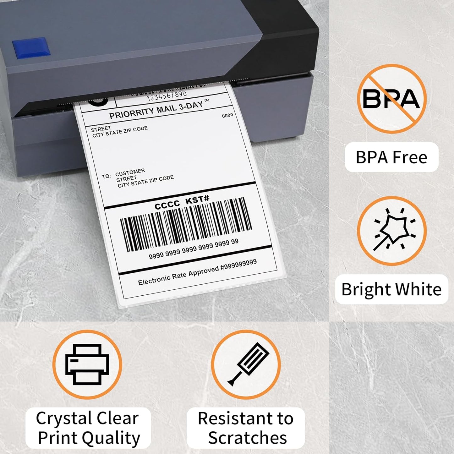 L LIKED 4000 Fanfold 4 x 6 Direct Thermal Shipping Labels, with Perforated Line, Compatible with Zebra & Rollo Printer, White, Commercial Grade