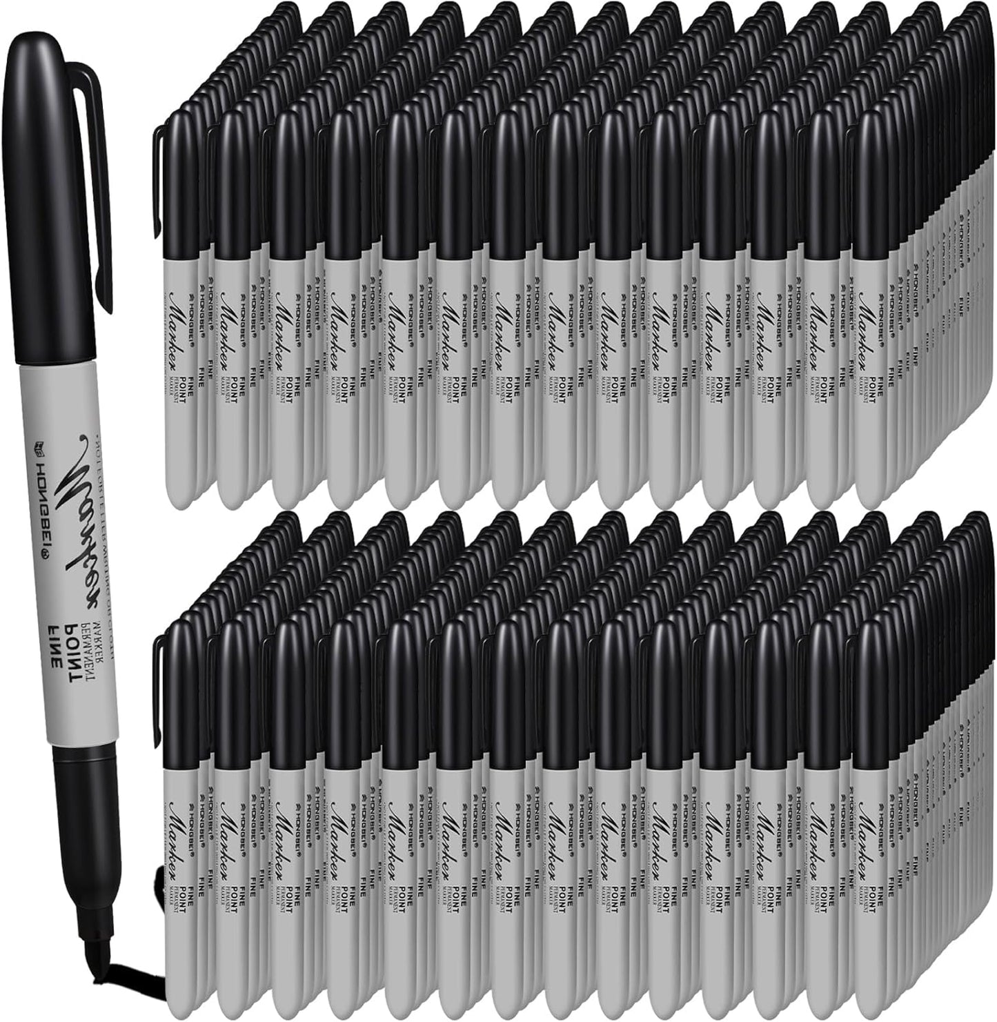 Thenshop 600 Pack Permanent Markers Bulk Black Permanent Marker Set Fine Point Pens Work on Wood, Metal, Stone, Glass