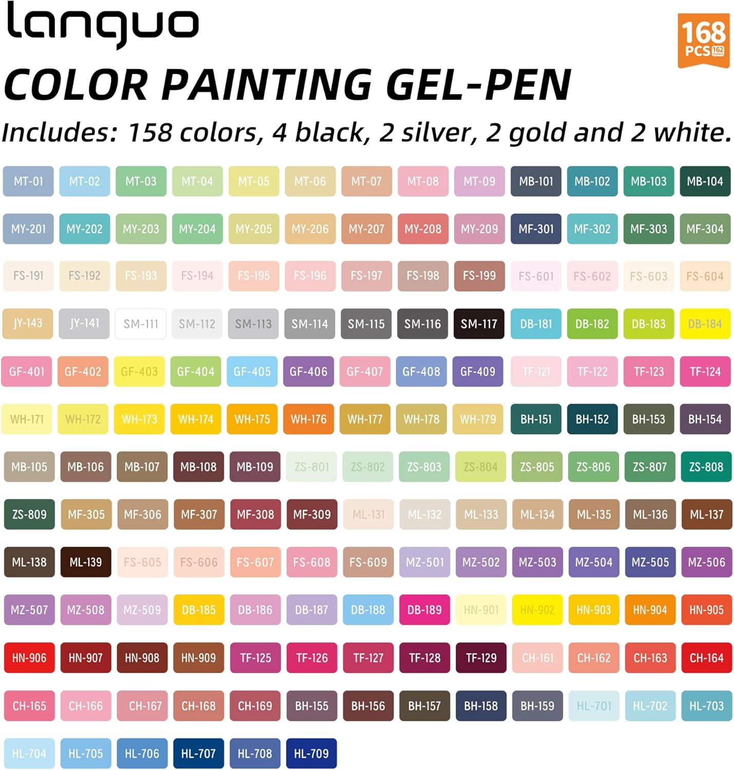 168 PCS Gel Pens for Adult Coloring Books, 162 Colors Gel Colored Pens Set with Travel Case, Perfect Gel Pens for Adult Drawing Doodling Journaling, Art Supplies and DIY Crafts