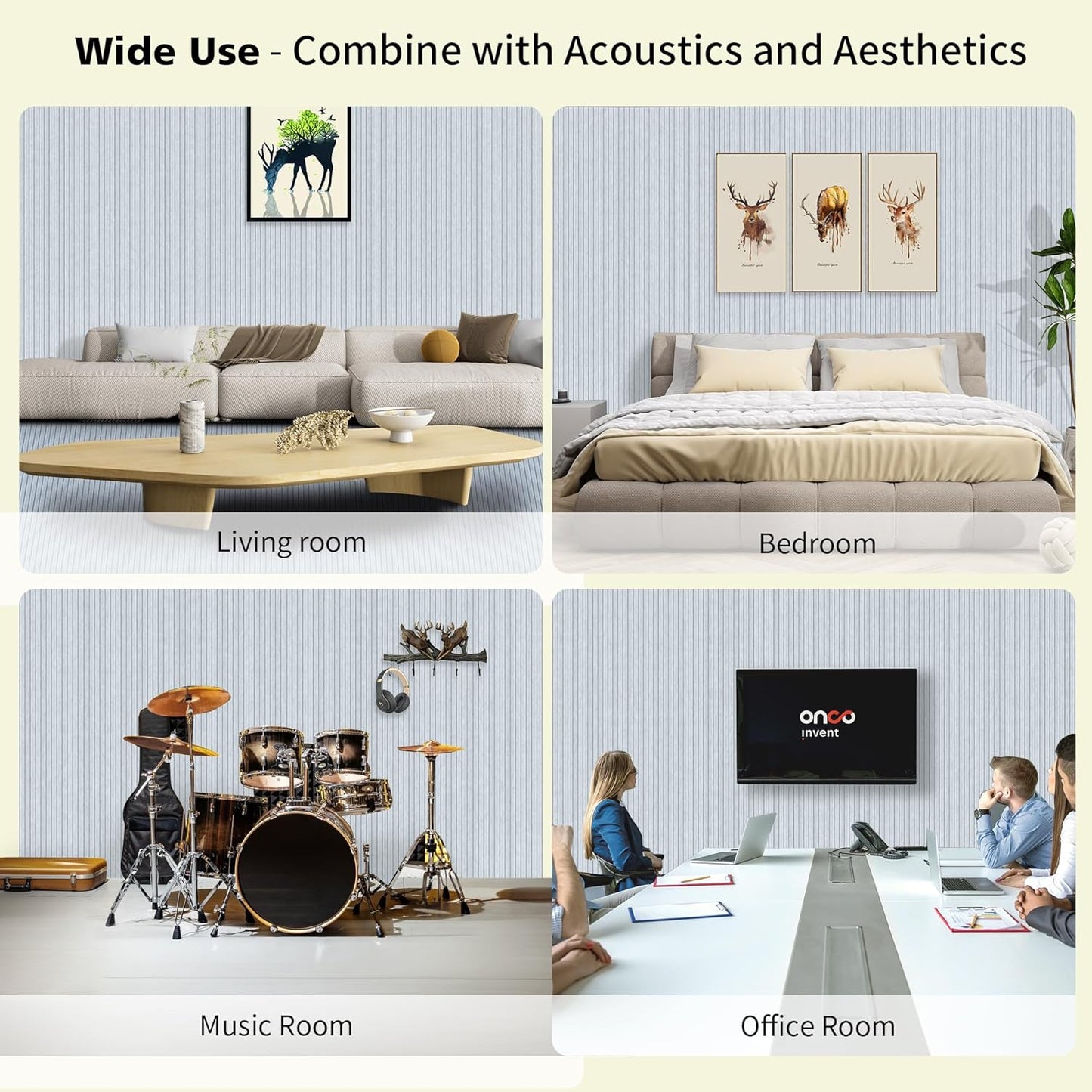 Acoustic Panels,5 Pack Sound Panels,48"x24"x0.4" Soundproof Wall Panels,High-Density Large Acoustic Panels,Decorative Sound Dampening Panels,Light Camel