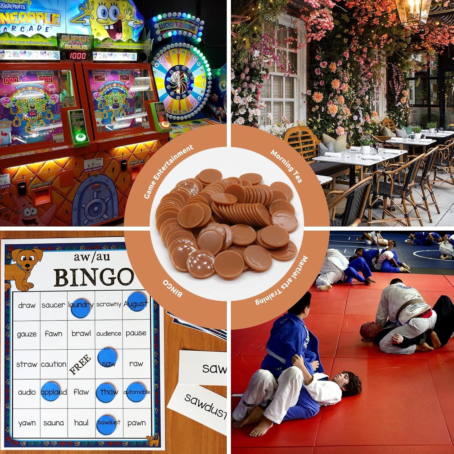 Set of 100 Opaque Plastic Learning Counters Mini Poker Chips Game Tokens with Storage Box (Chocolate, 1.58 Inch)