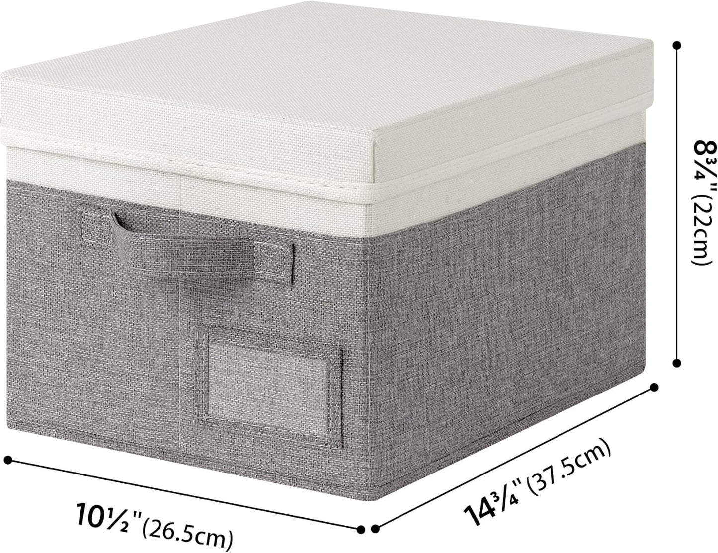 GRANNY SAYS Storage Bins with Lids, Collapsibe Clothes Organizers and Storage, Storage Baskets for Shelves, Decorative Storage Boxes with Lids, 3-Pack, Gray&Ivory