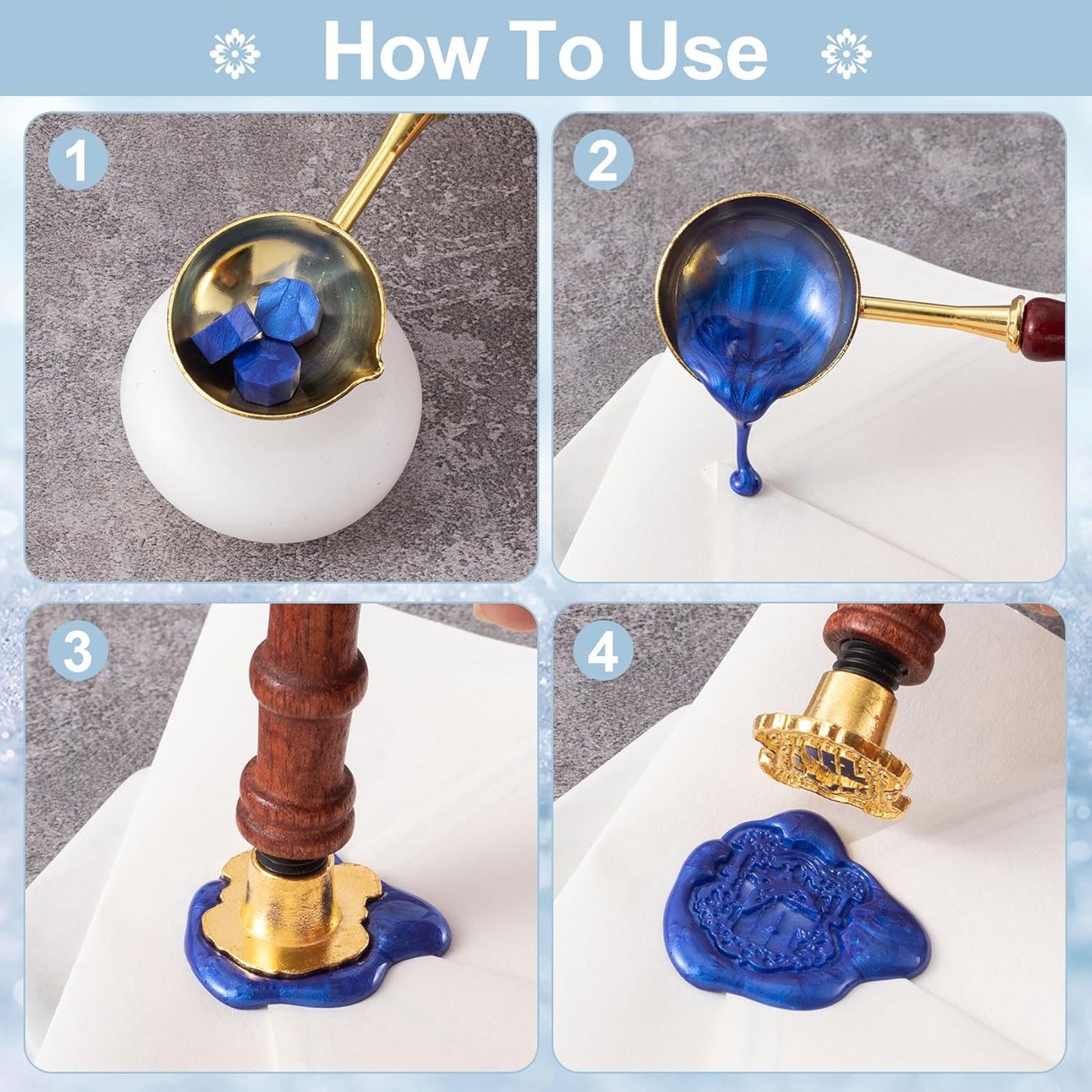 9pcs Wax Seal Stamp Set, Brass Sealing Wax Stamps Head & Wooden Handle for Wedding Invitations Cards Envelopes- Love Rose+Sunflower+Flower Window+Rose Flower+Butterfly+Kapok+Sakura+Leaves