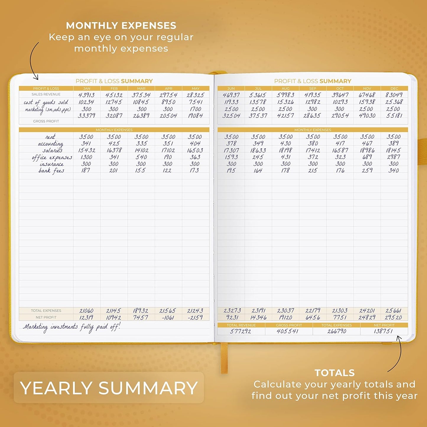 Clever Fox Income & Expense Tracker Large – Accounting & Bookkeeping Ledger Book for Small Business – 2-Year Record Notebook, A4 (Amber Yellow)
