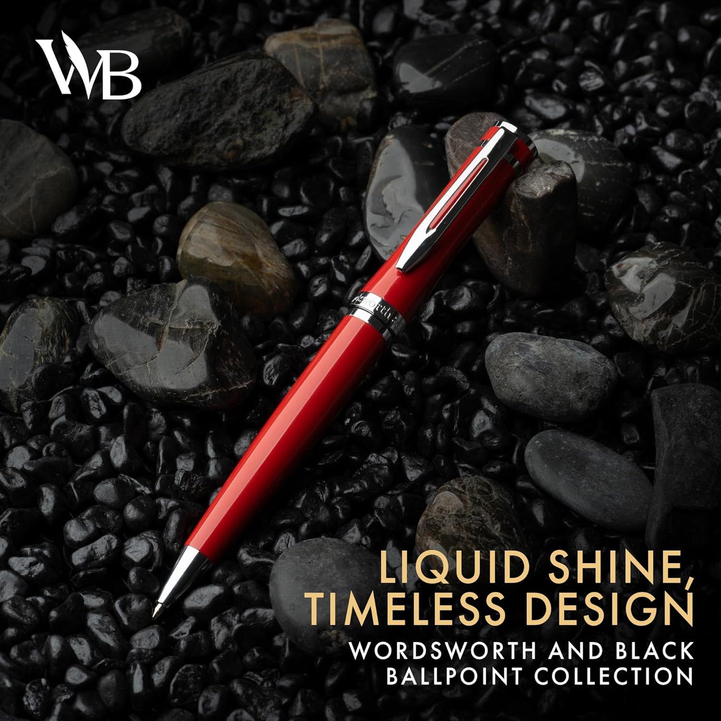 Wordsworth and Black Ballpoint Pen Red Lacquer- Stunning Luxury Pen Chrome Finish, Ink Refill, Best Gift Set for Men & Women, Refillable, Elegant, Nice Pens, Fine Point