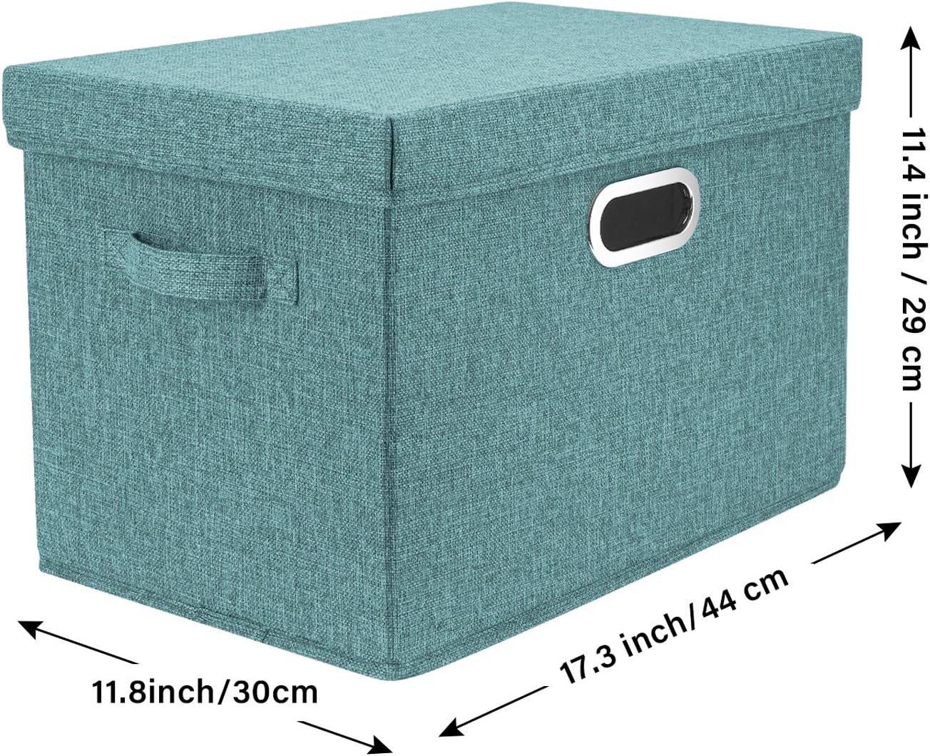 TYEERS Collapsible Storage Bins With Lids, Large Fabric Storage Boxes - 2 Pack - Aqua Deep