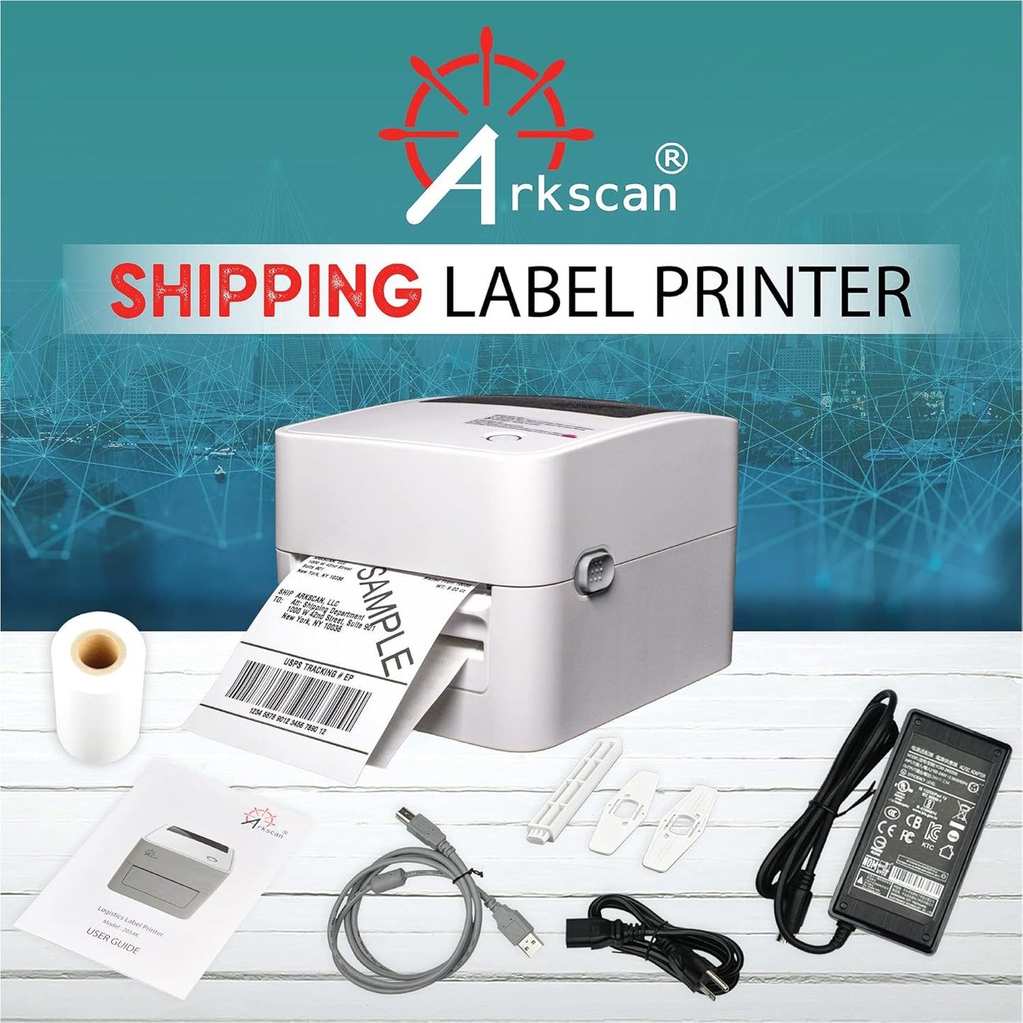 2054K-AP Auto Peel Shipping Label Printer, Separate Label from Backsheet Automatically, Print on Windows Mac Chromebook via USB, Print Wireless for BT on Windows ONLY, UPS USPS FedEx